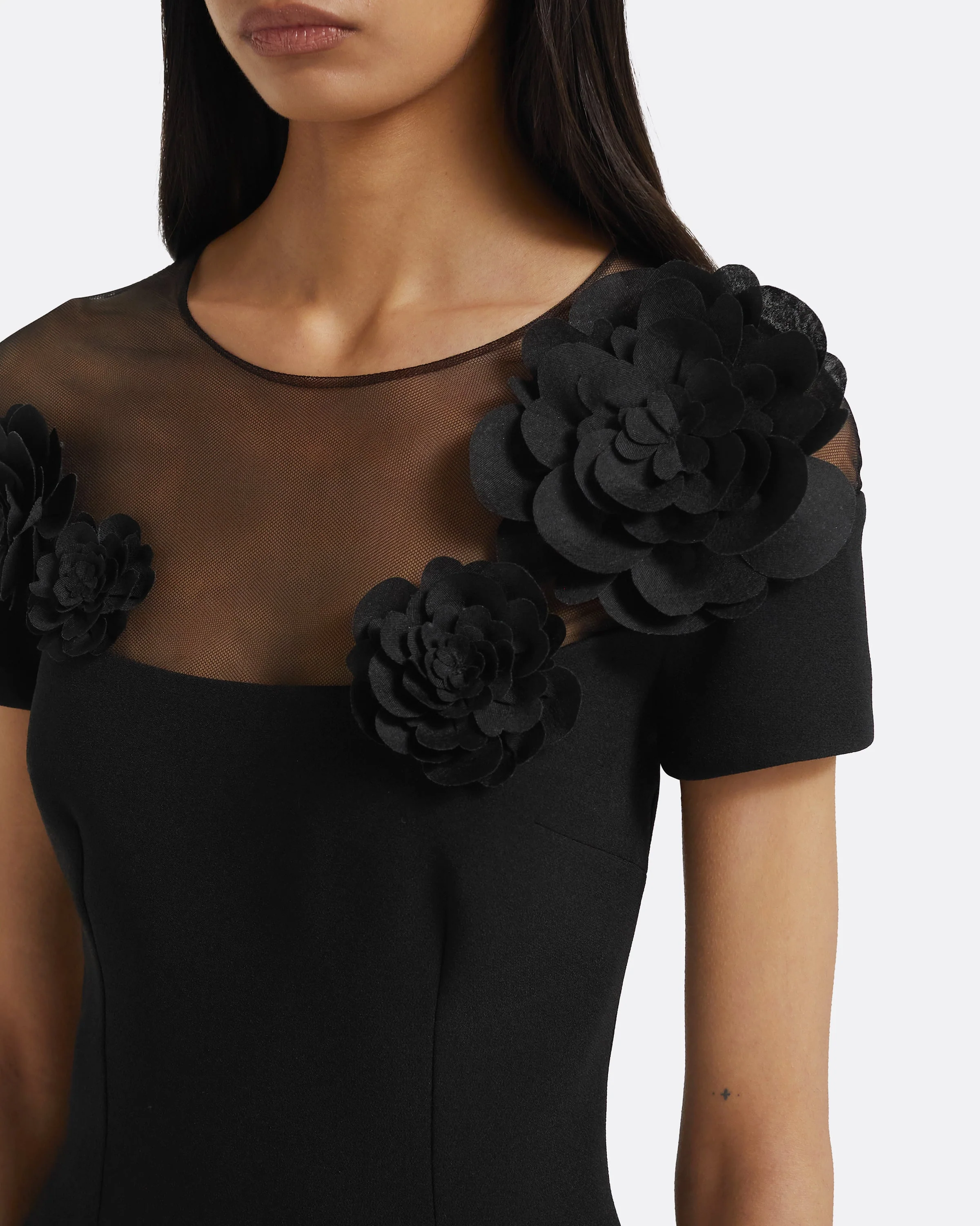 Noah Long Dress in Black with Black Embellishment - Image 8