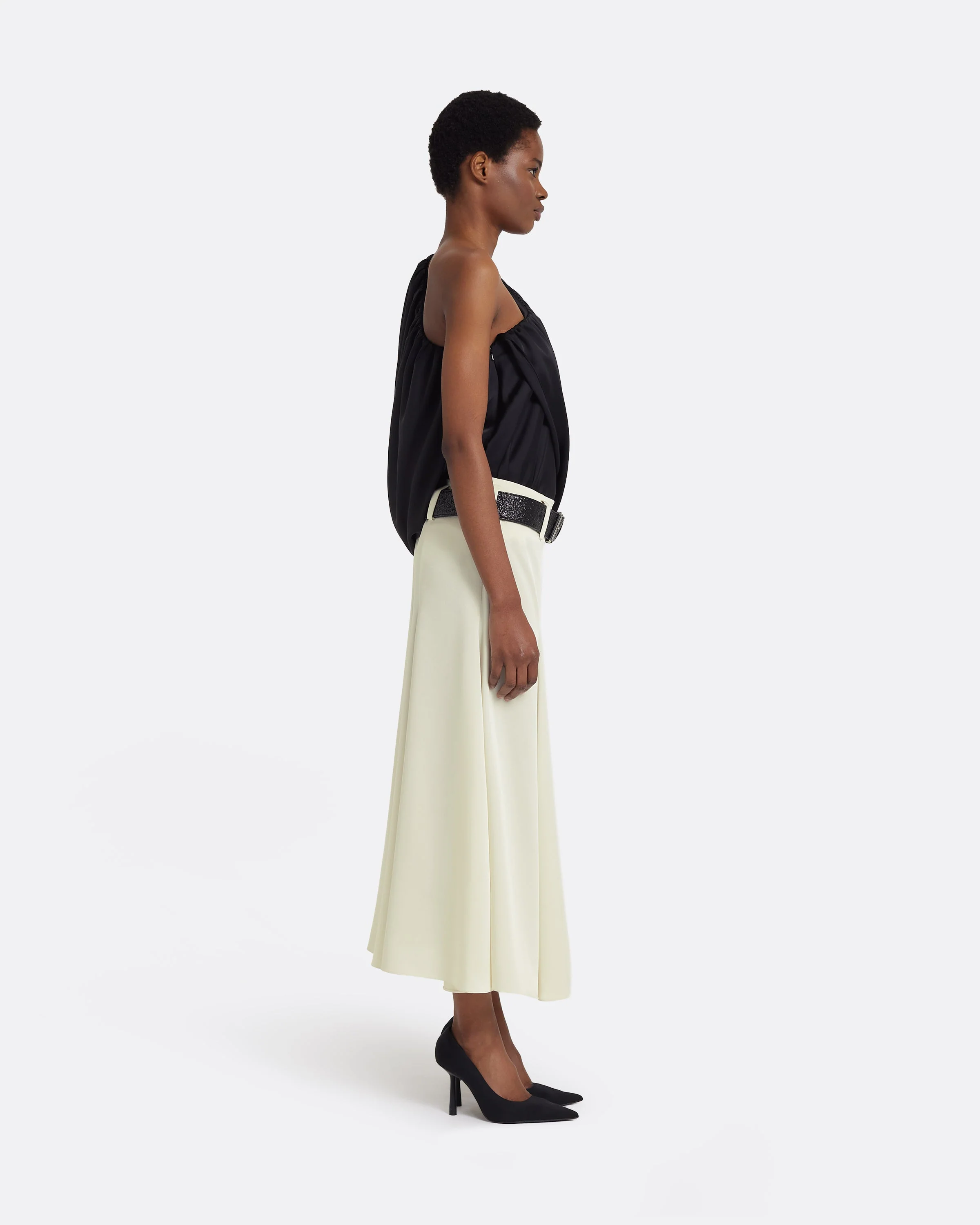Nuala Skirt in Sorbet with Coated Tweed Belt - Image 3