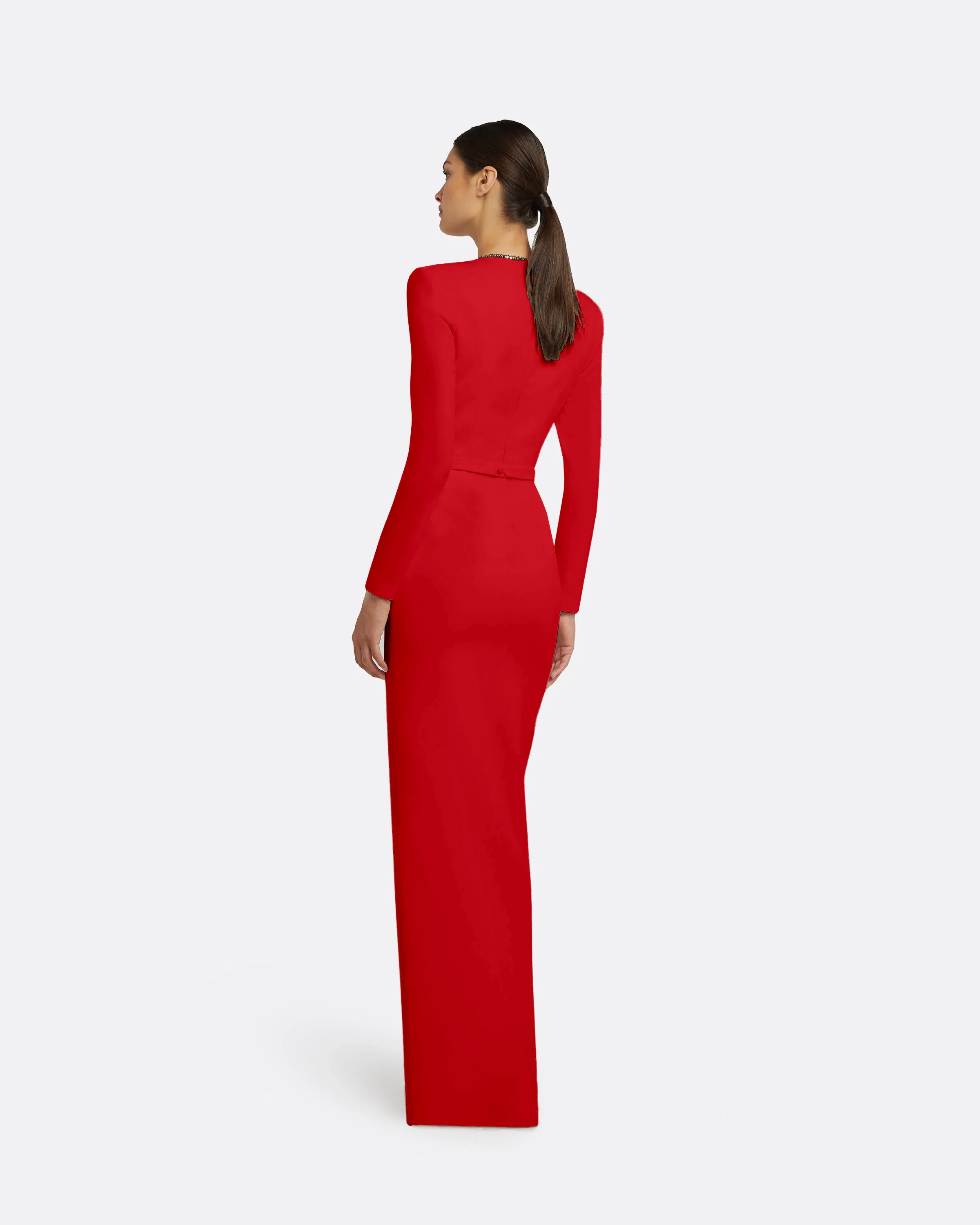 Ottavia Long Dress in Cherry Red - Image 2