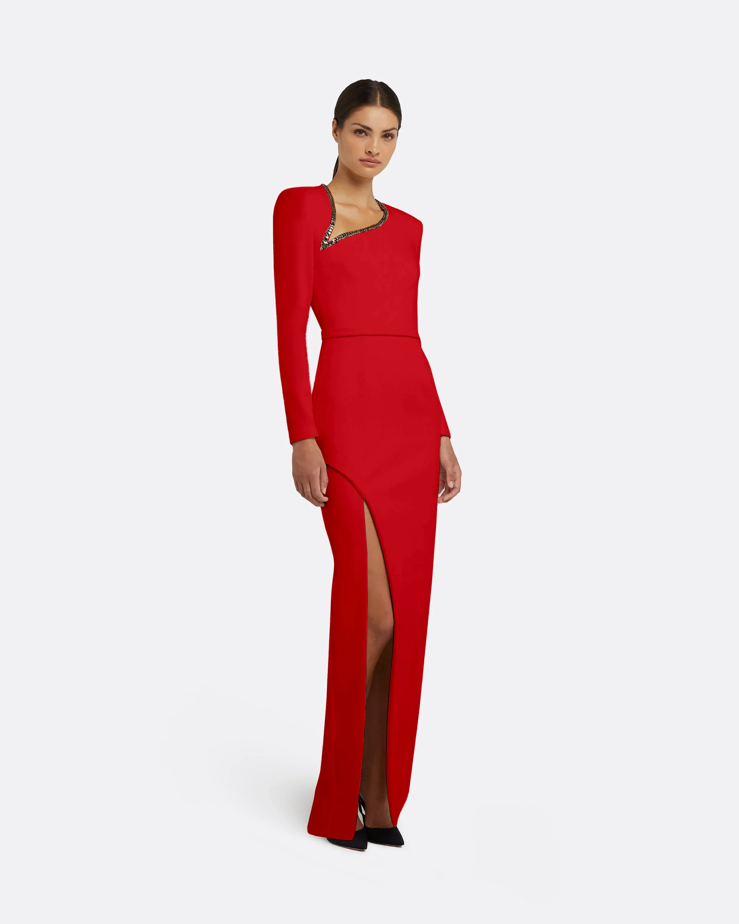 Ottavia Long Dress in Cherry Red - Image 3