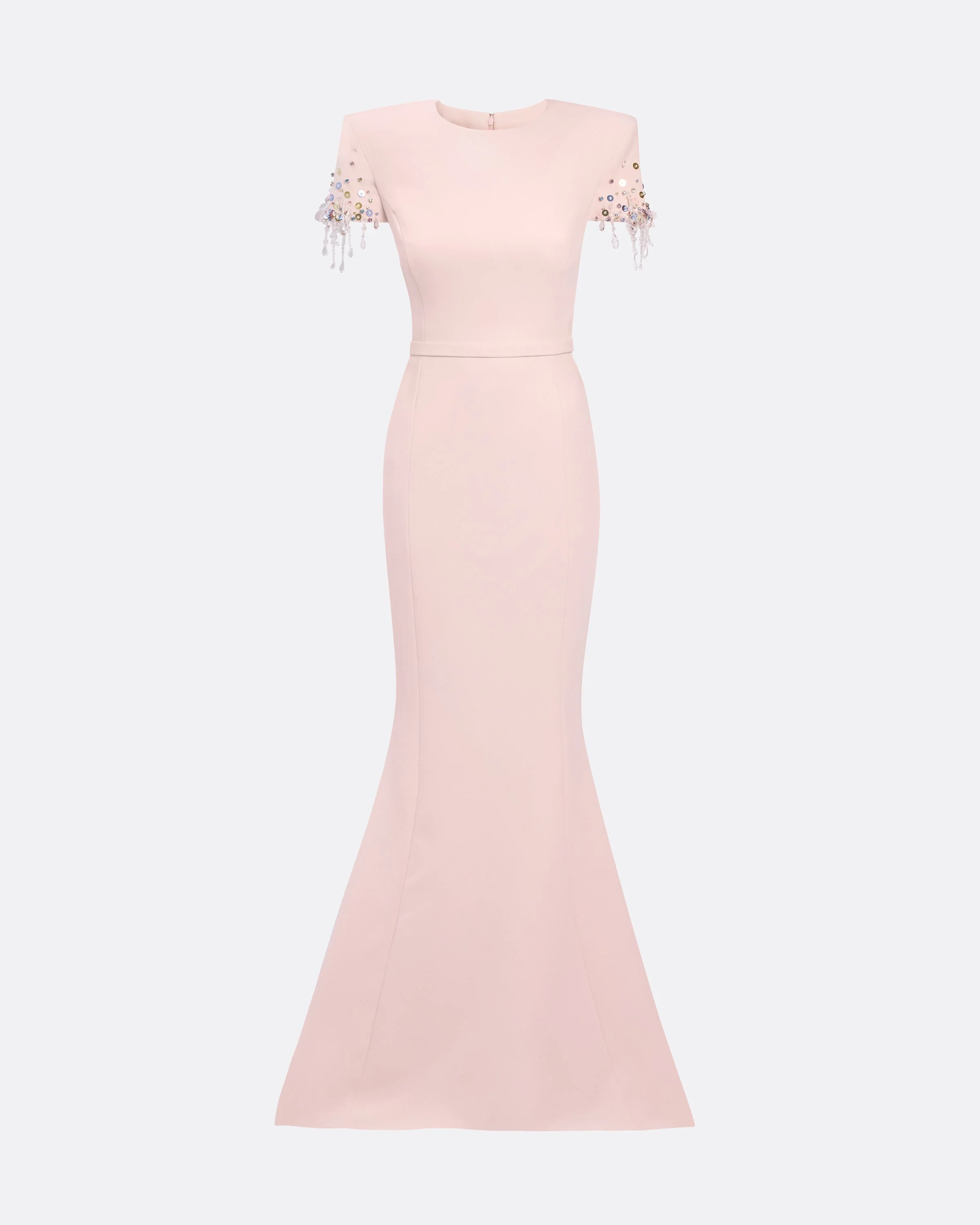 Parker Long Dress Long in Pale Pink with Multi-pastel - Image 10