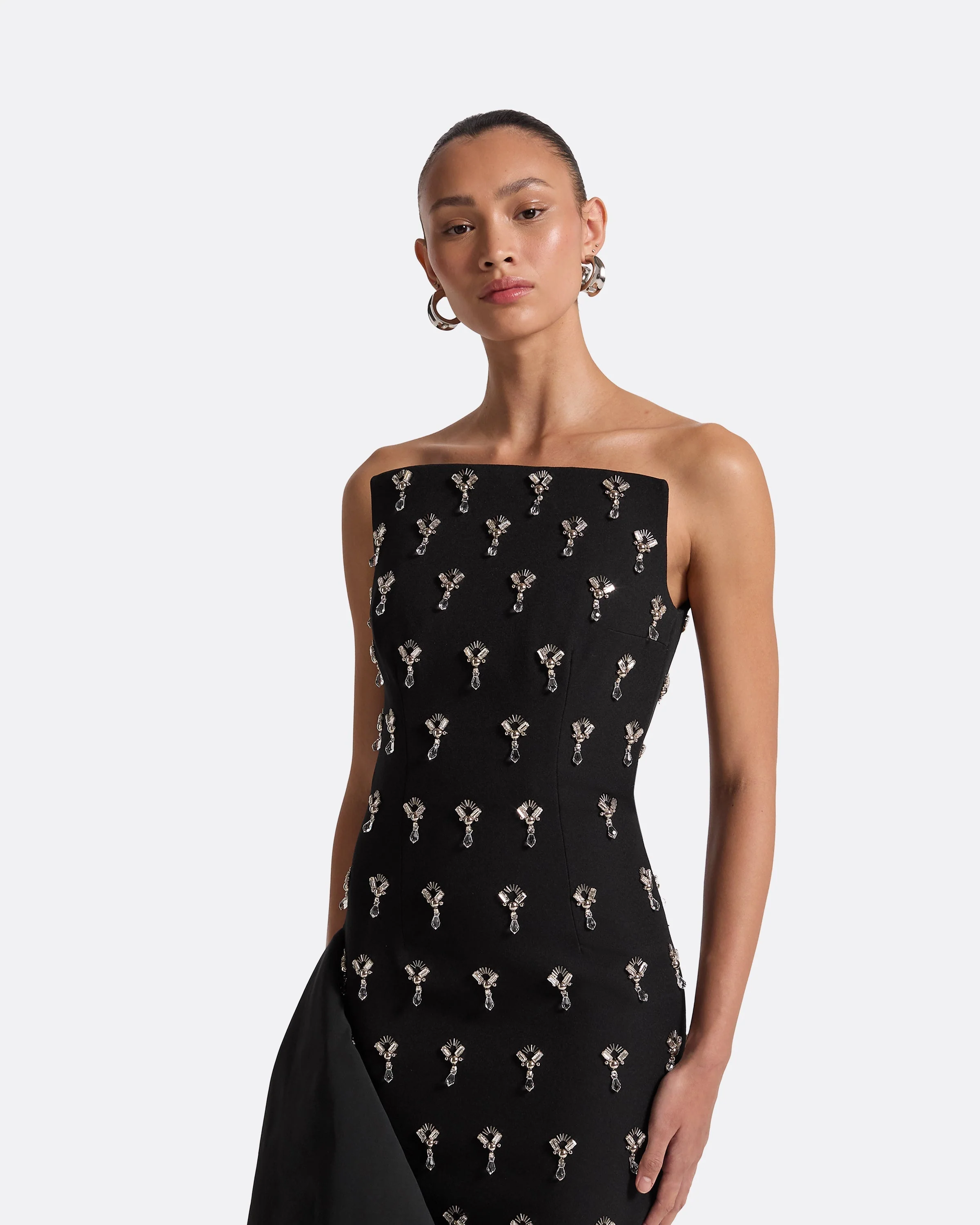 Pia Black Long Dress - Image 28