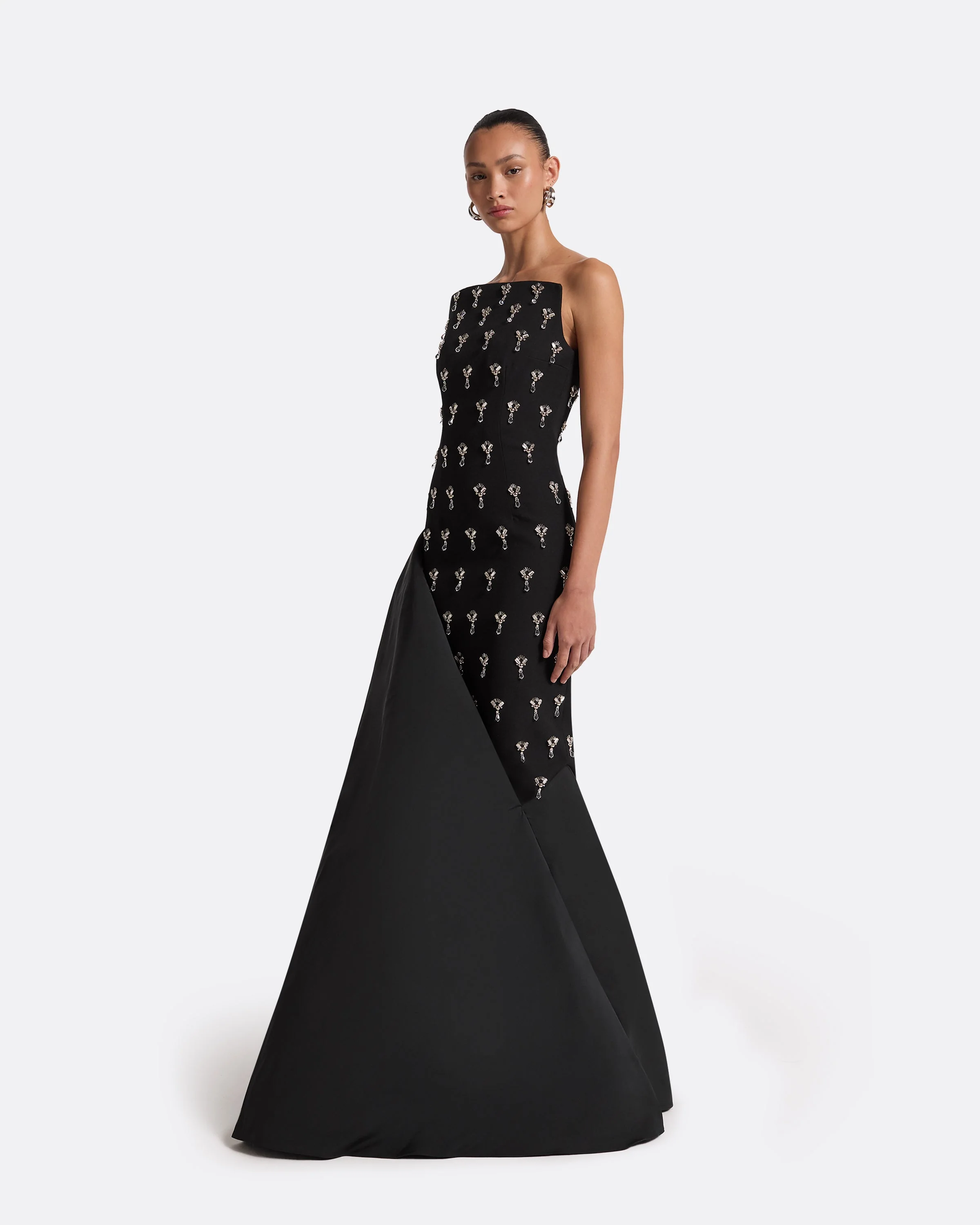 Pia Black Long Dress - Image 29