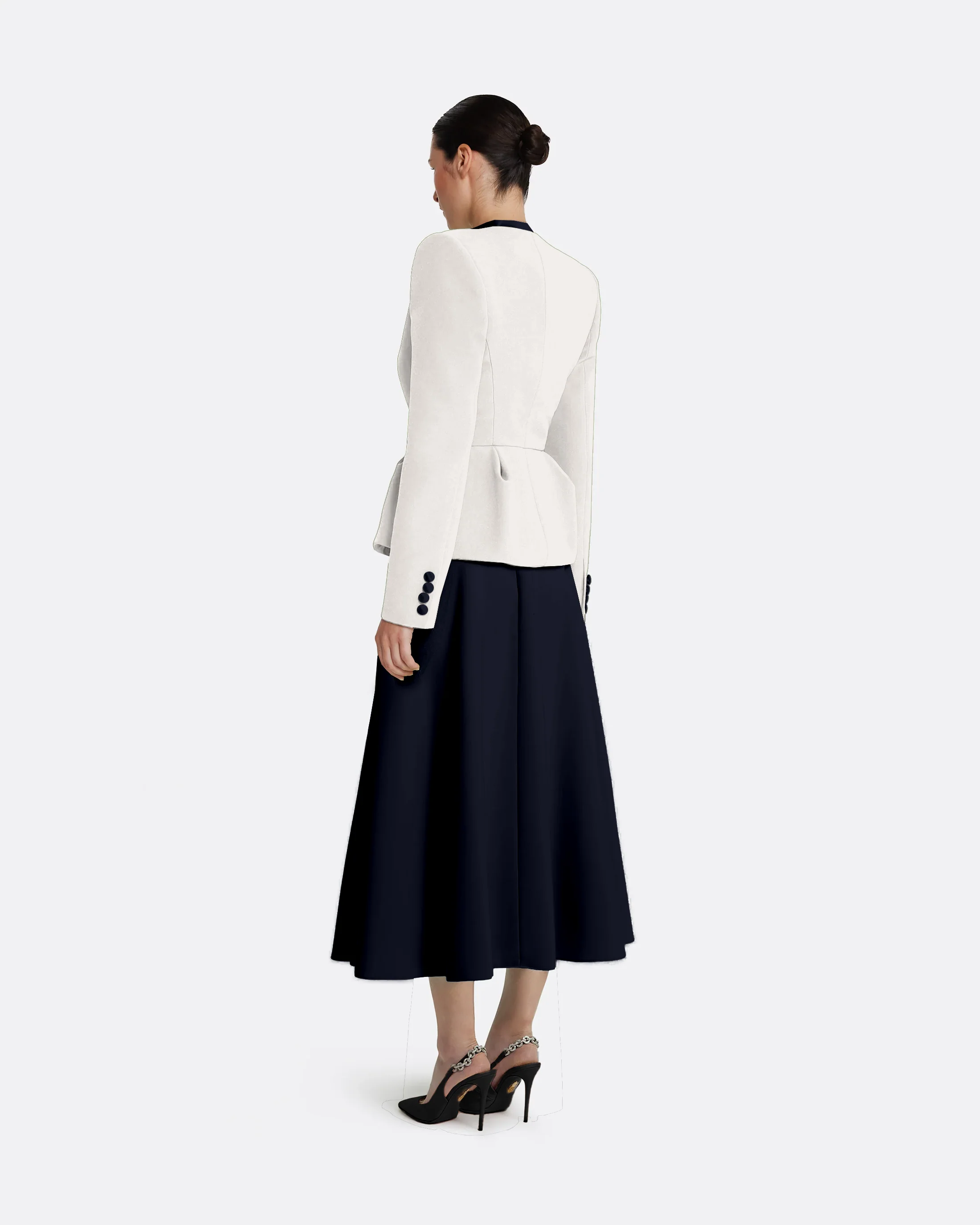 Primrose Jacket in Ivory with Ink Blue - Image 2