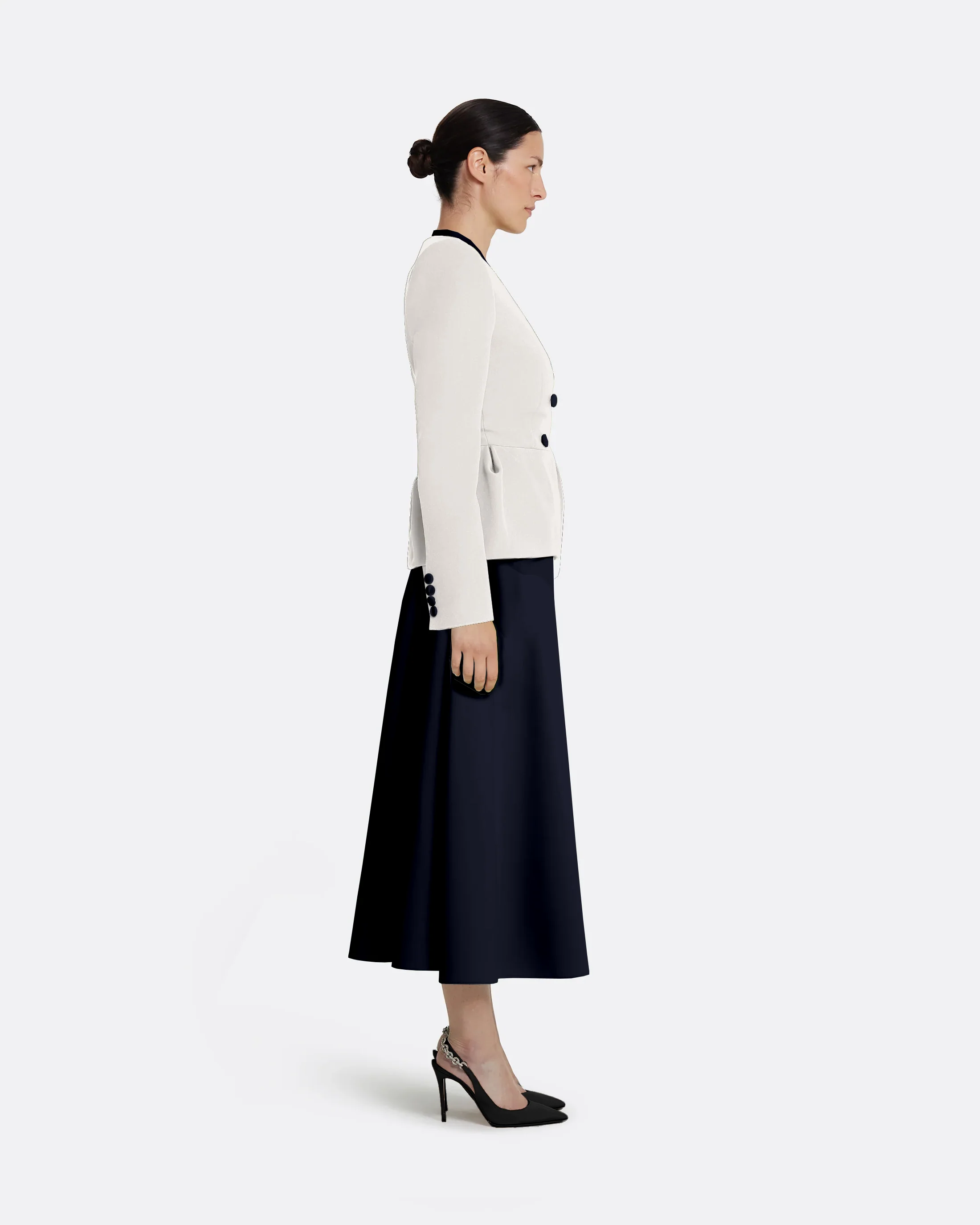 Primrose Jacket in Ivory with Ink Blue - Image 9