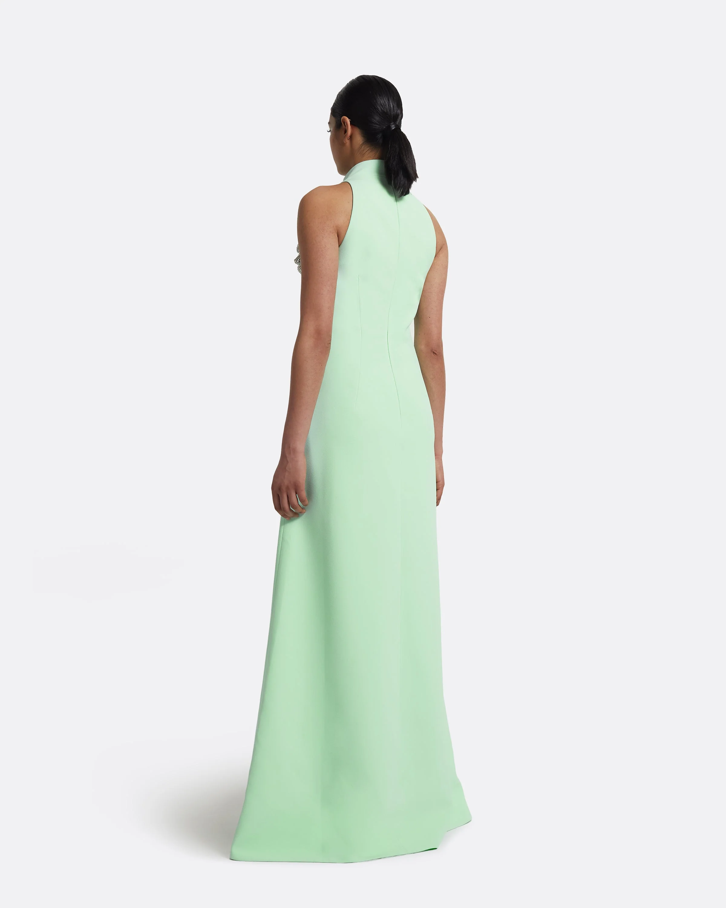 Priscilla Long Dress in Brook Green with Silver - Image 2