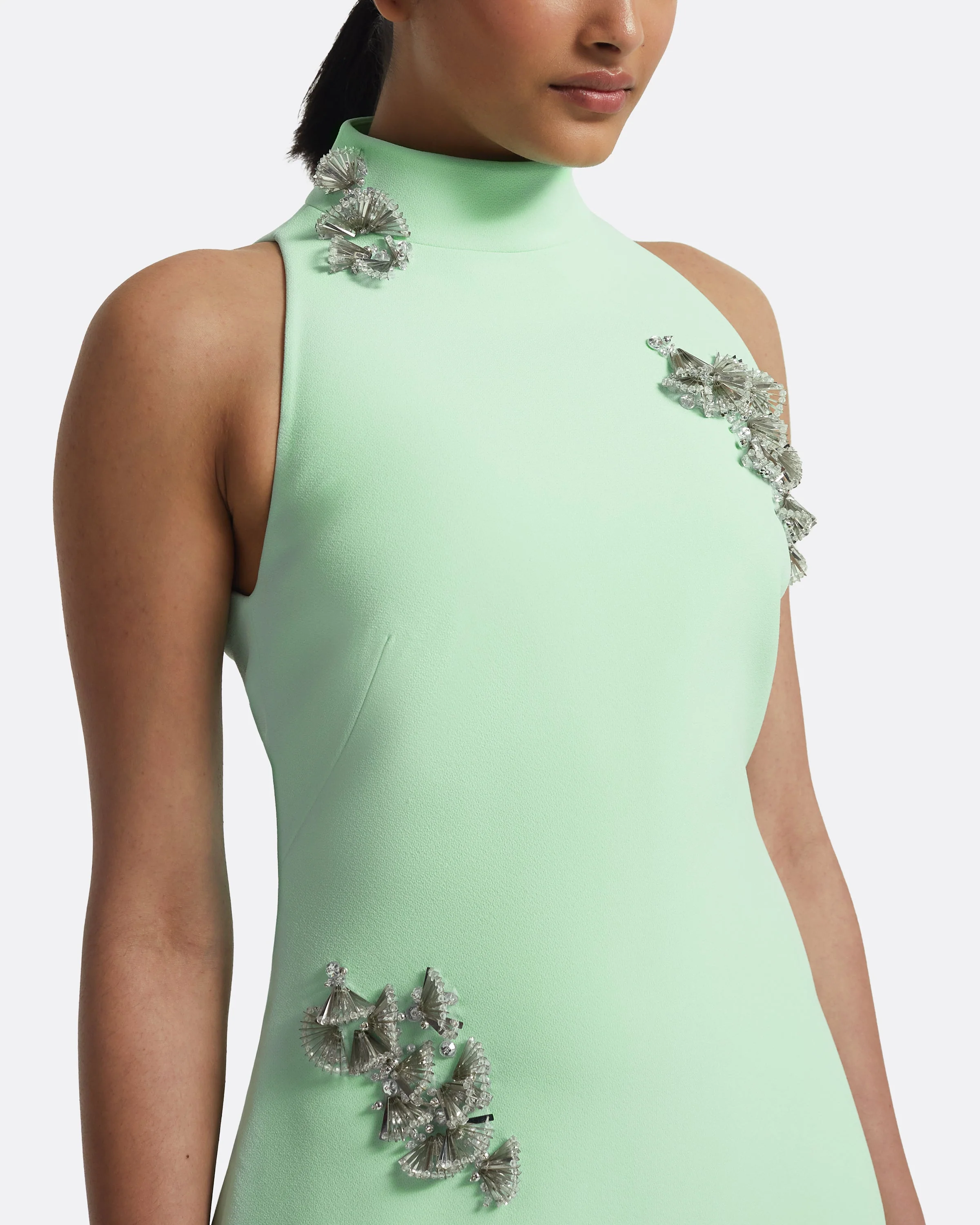 Priscilla Long Dress in Brook Green with Silver - Image 3