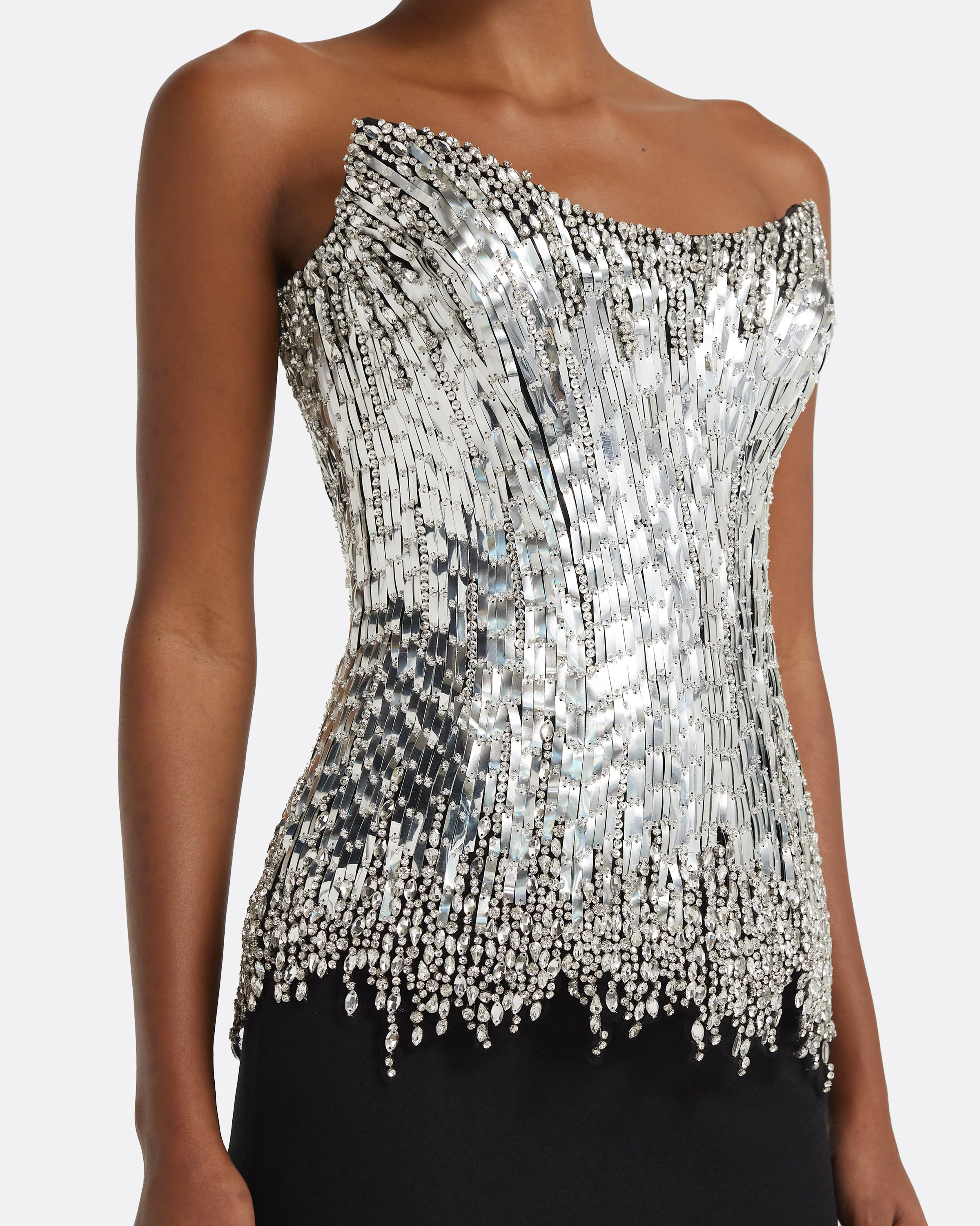 Regan Long Dress in Black with Crystal - Image 3