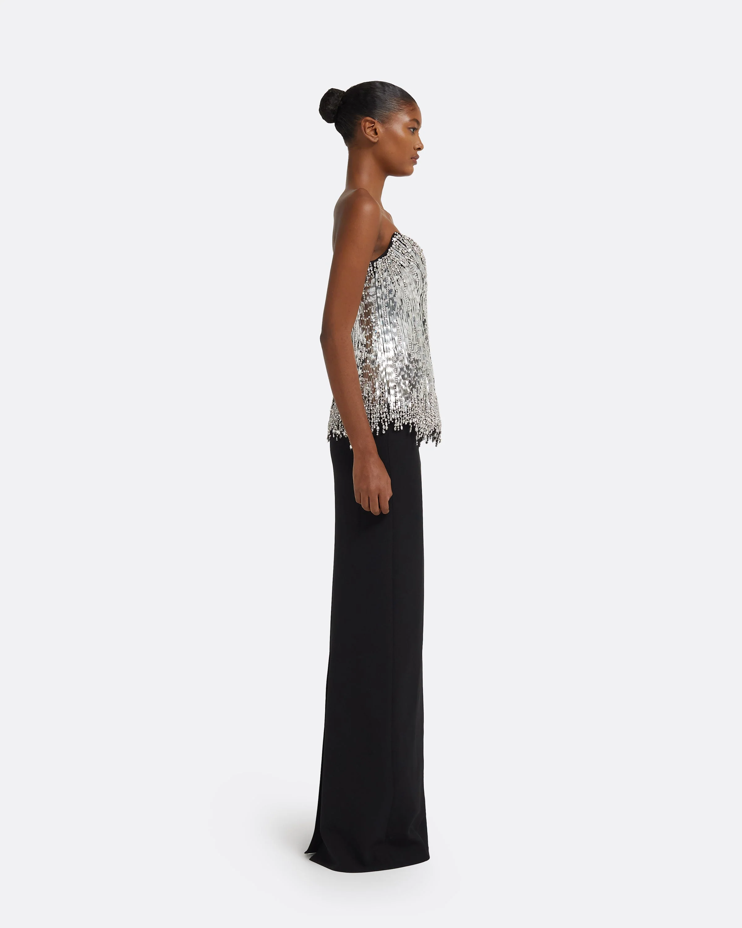 Regan Long Dress in Black with Crystal - Image 4
