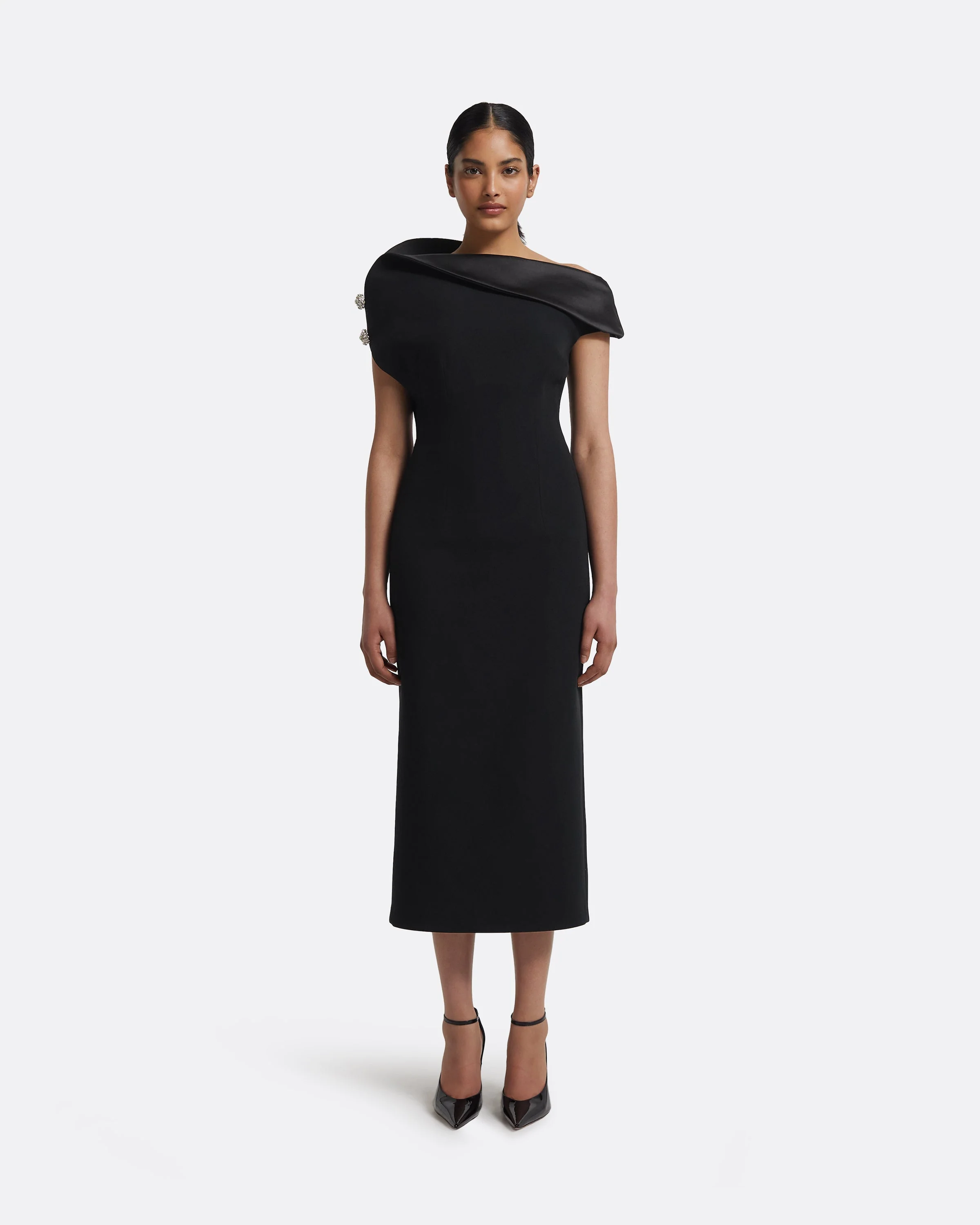 Reina Midi Dress in Black with Crystal - Image 6