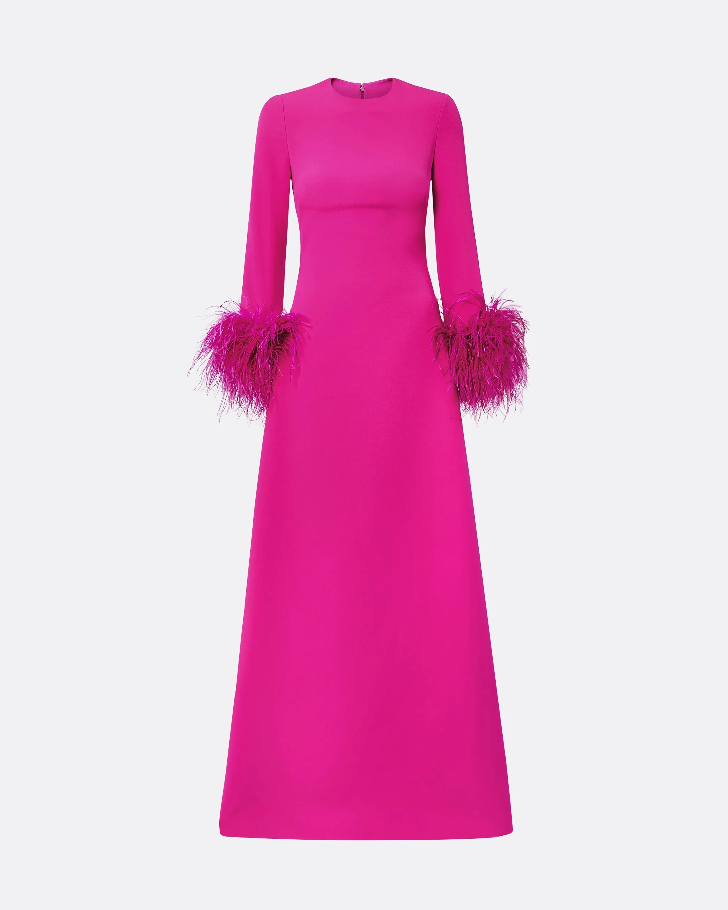 Renalla Wild Strawberry Feather-Trimmed Long Dress - Image 10