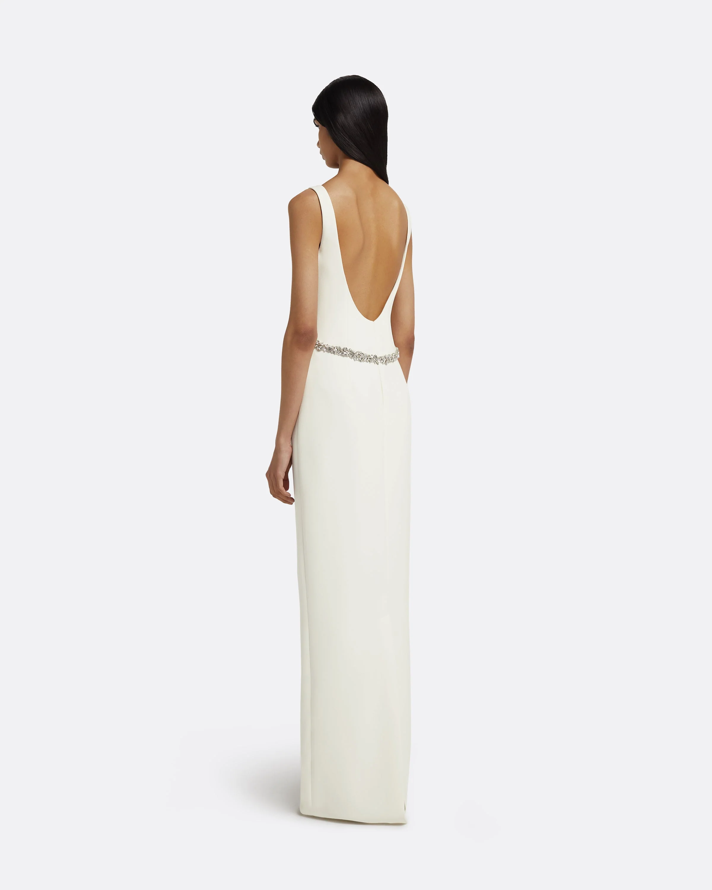 Riley Long Dress in Ivory with Crystal Embellishment - Image 7