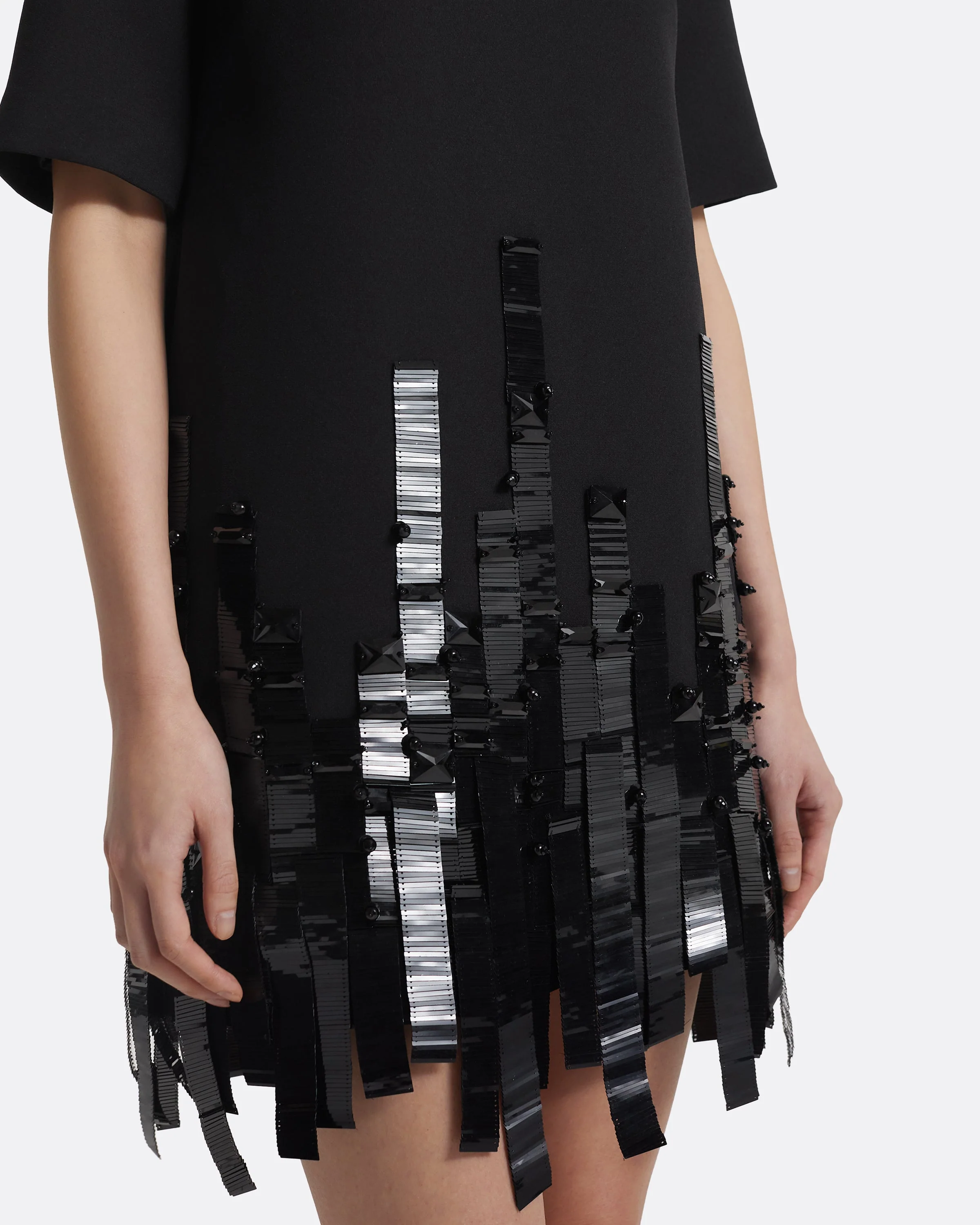 Ripley Short Dress in Black with Black - Image 8