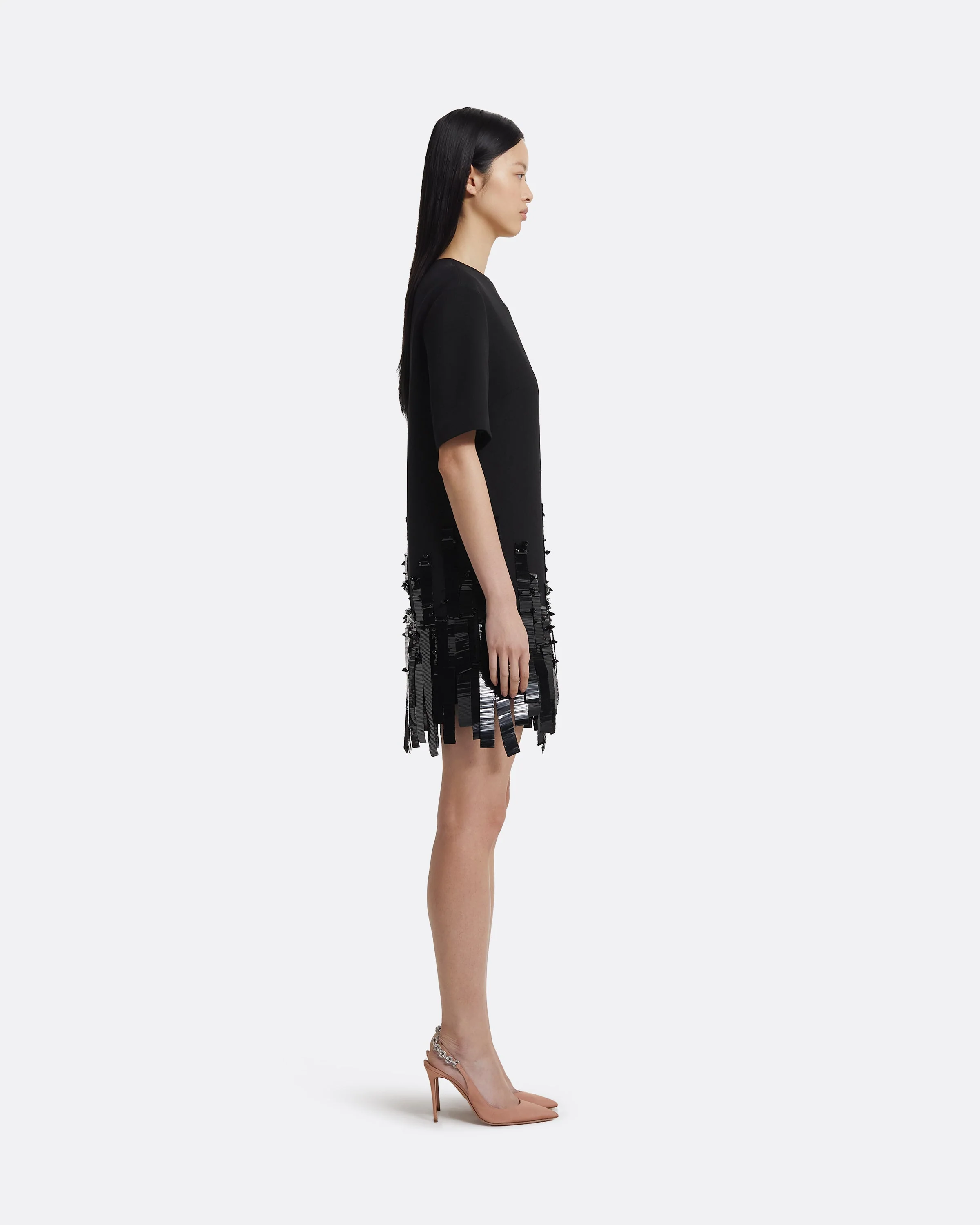 Ripley Short Dress in Black with Black - Image 9