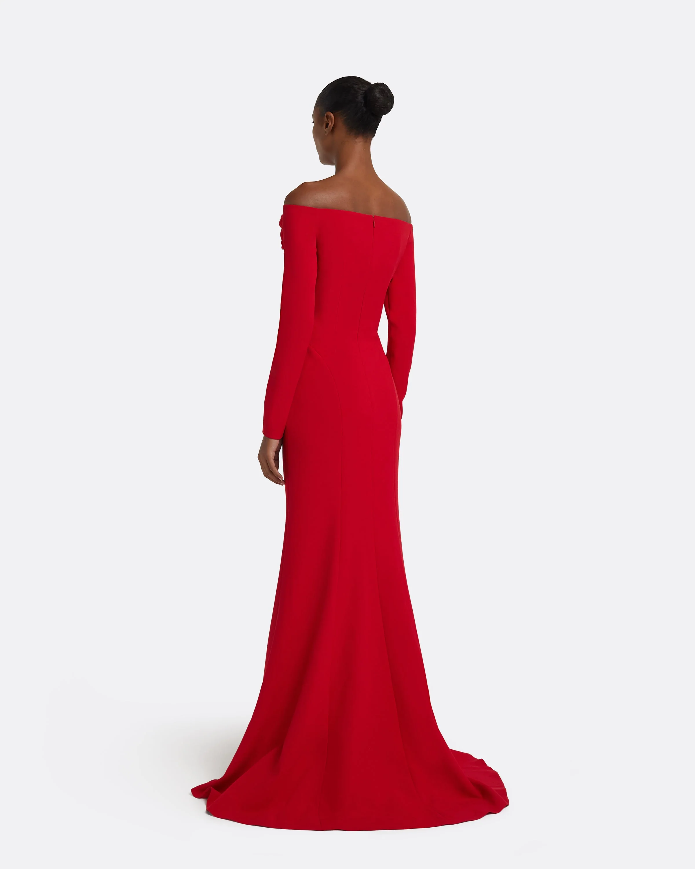 Rory Long Dress in Crimson with Crimson Appliqué - Image 2