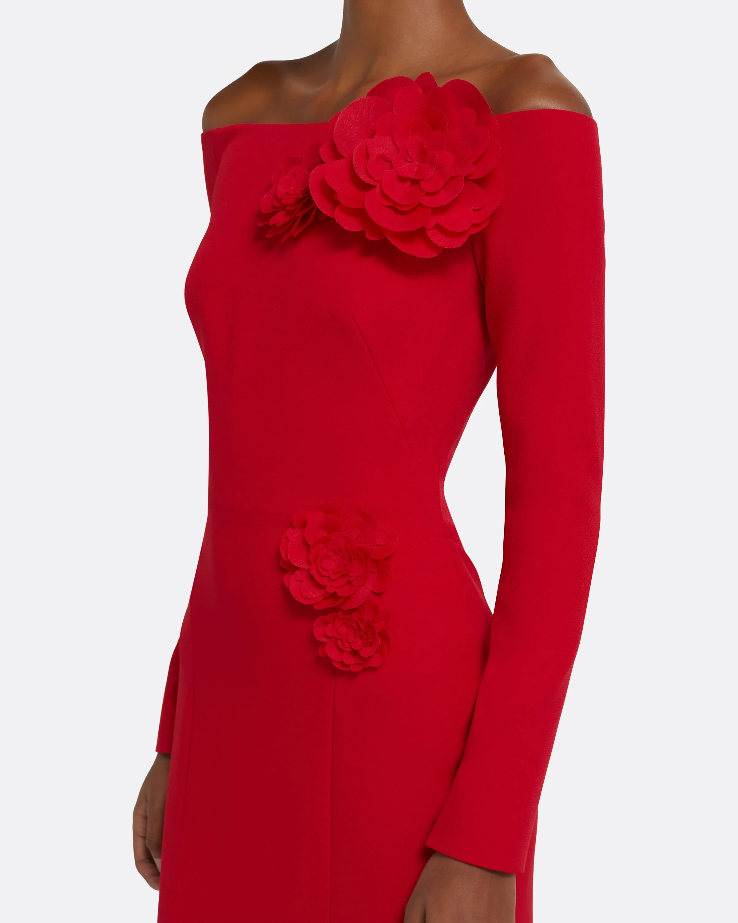 Rory Long Dress in Crimson with Crimson Appliqué - Image 3