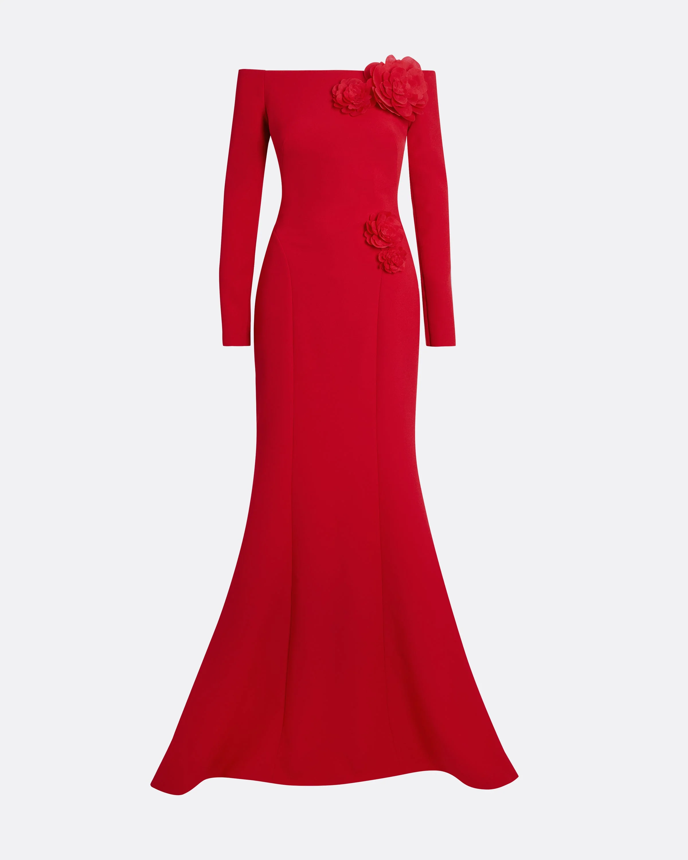 Rory Long Dress in Crimson with Crimson Appliqué - Image 5