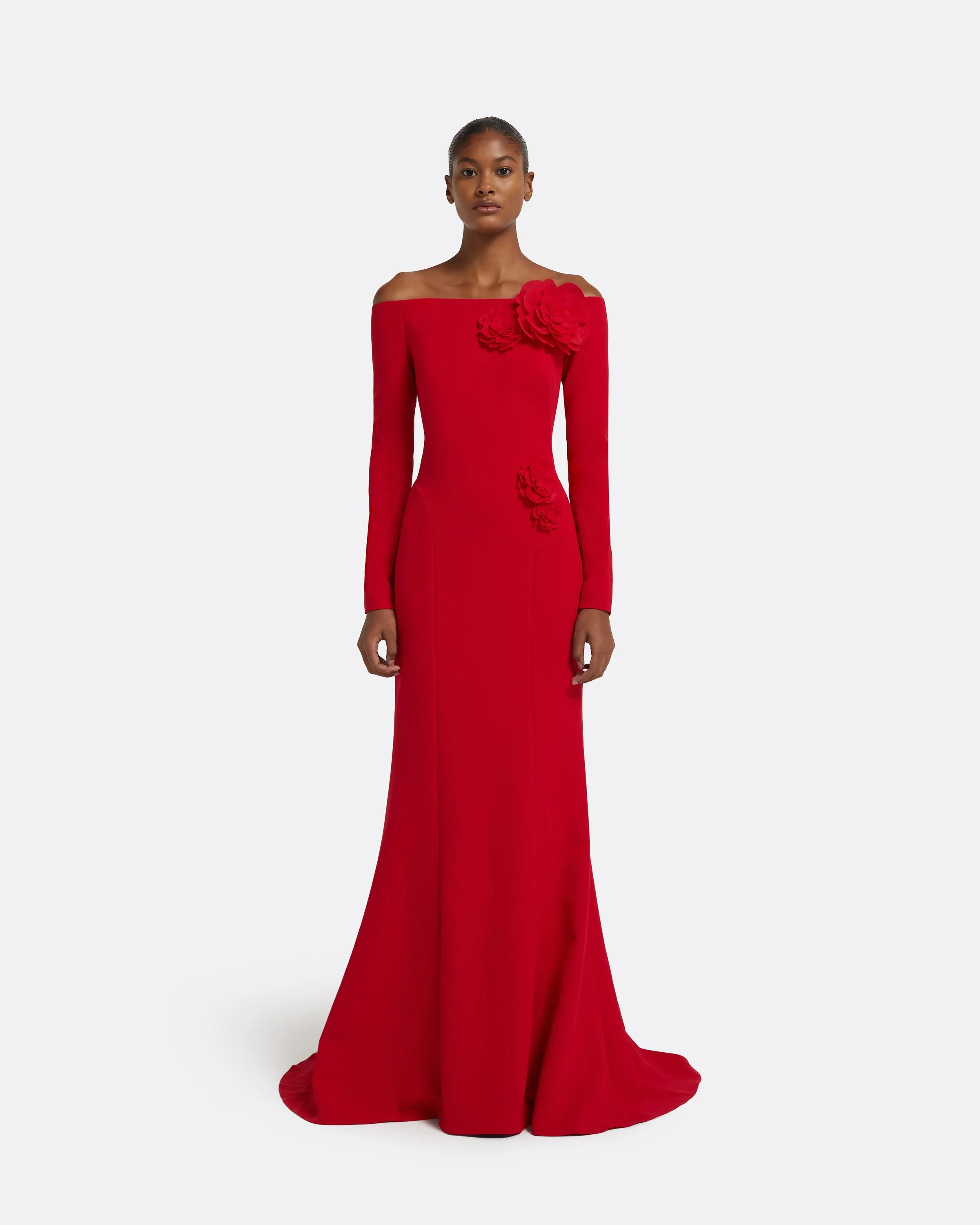 Rory Long Dress in Crimson with Crimson Appliqué - Image 6