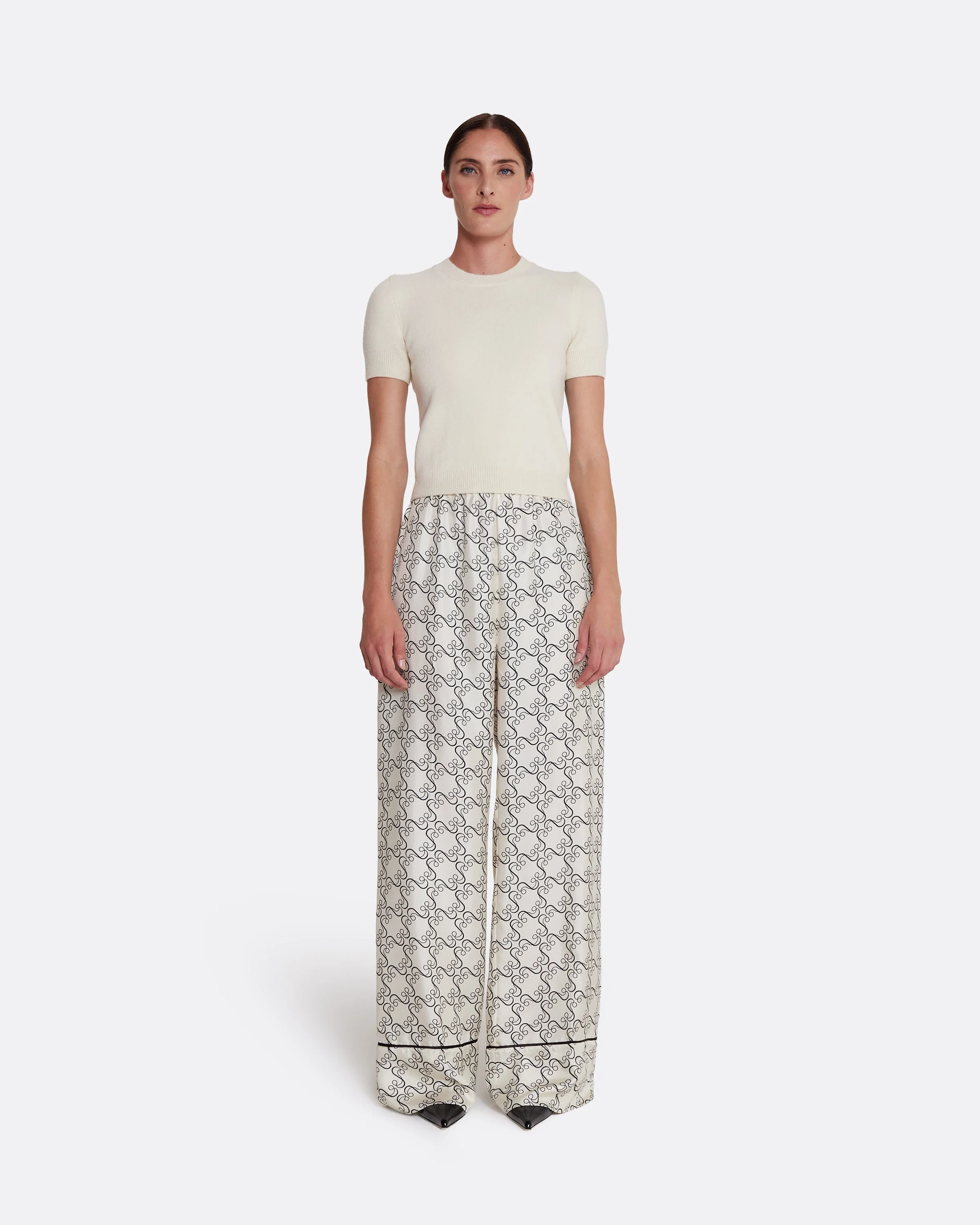 Rossana Trousers in Black on Ecru