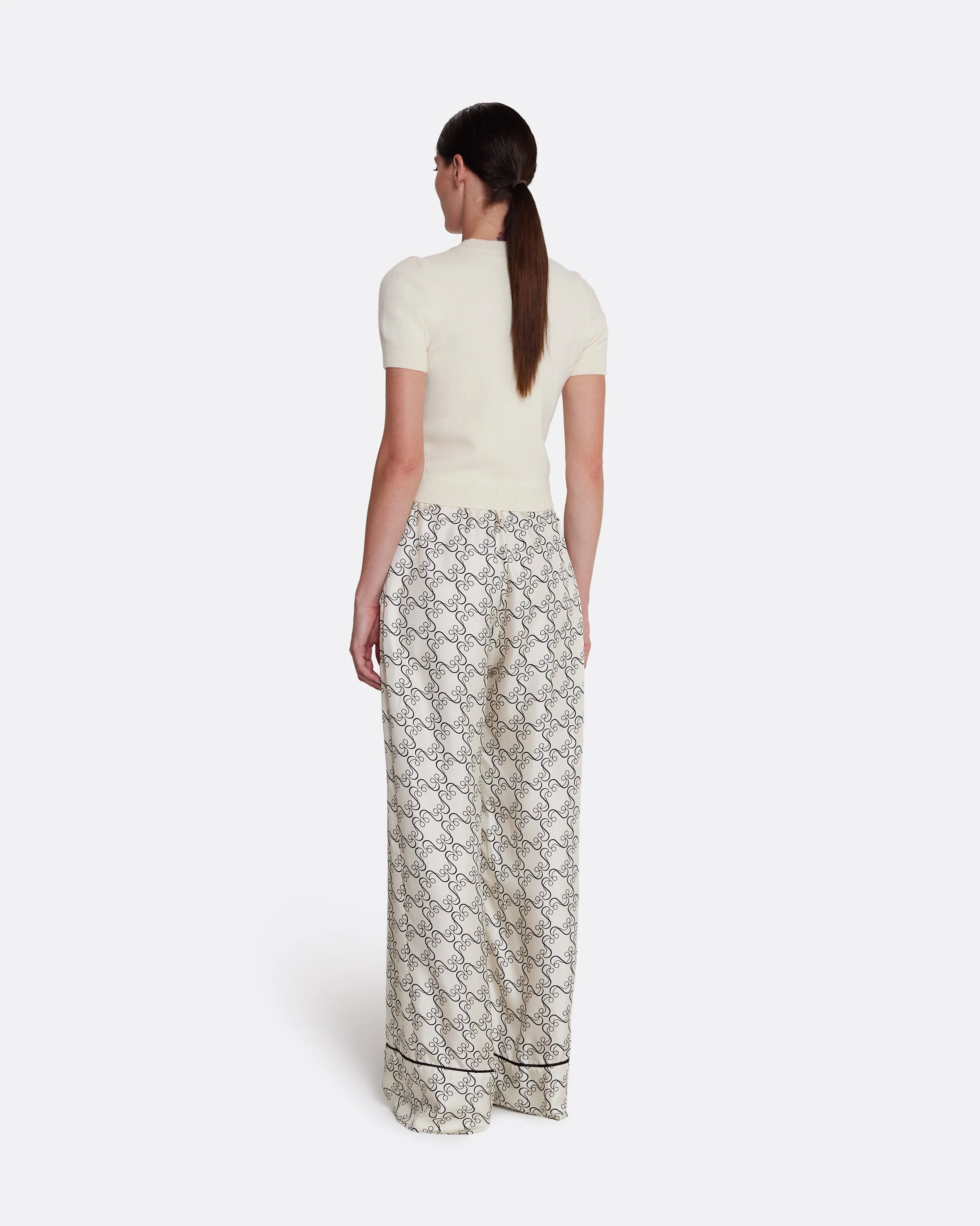 Rossana Trousers in Black on Ecru - Image 2