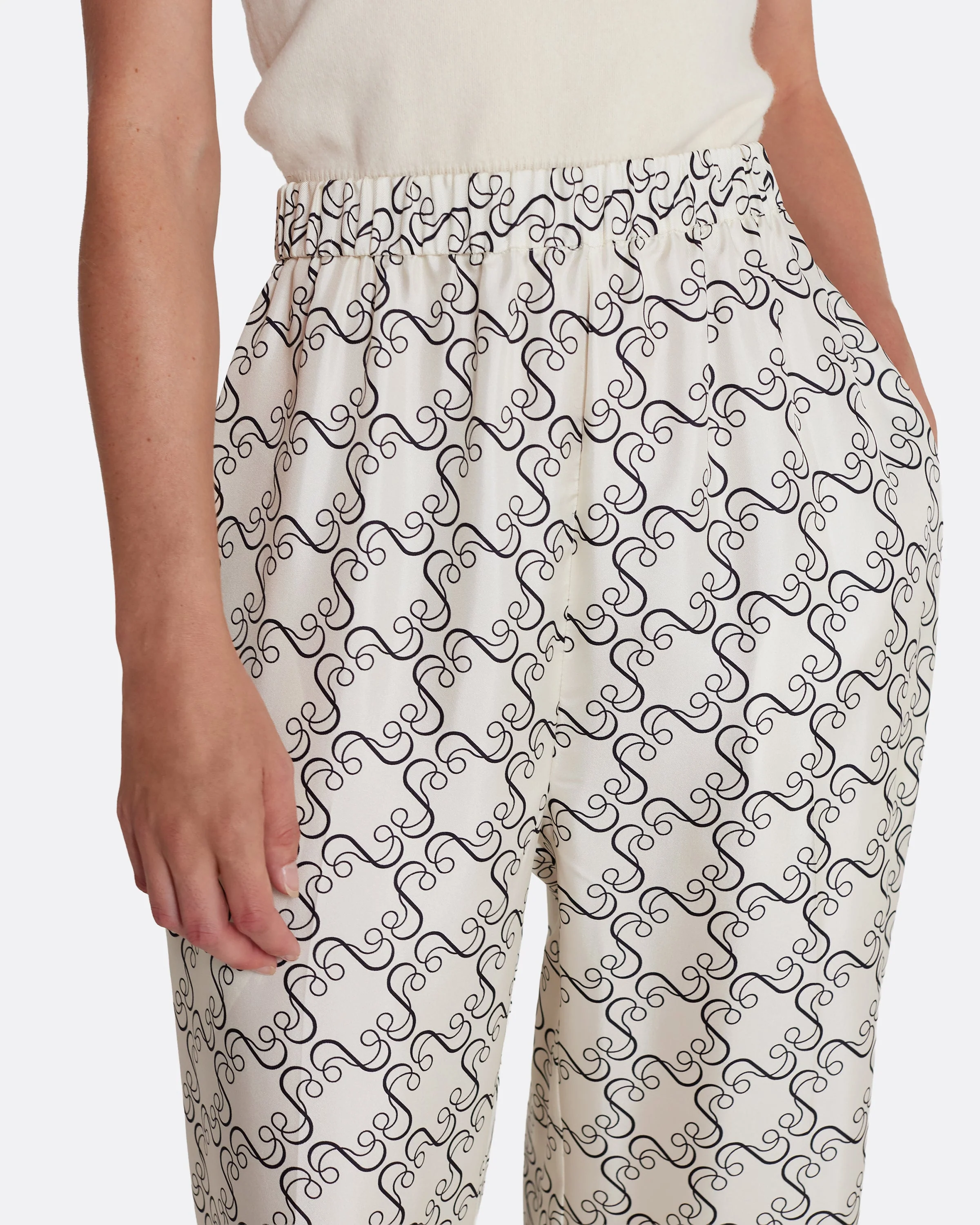 Rossana Trousers in Black on Ecru - Image 3