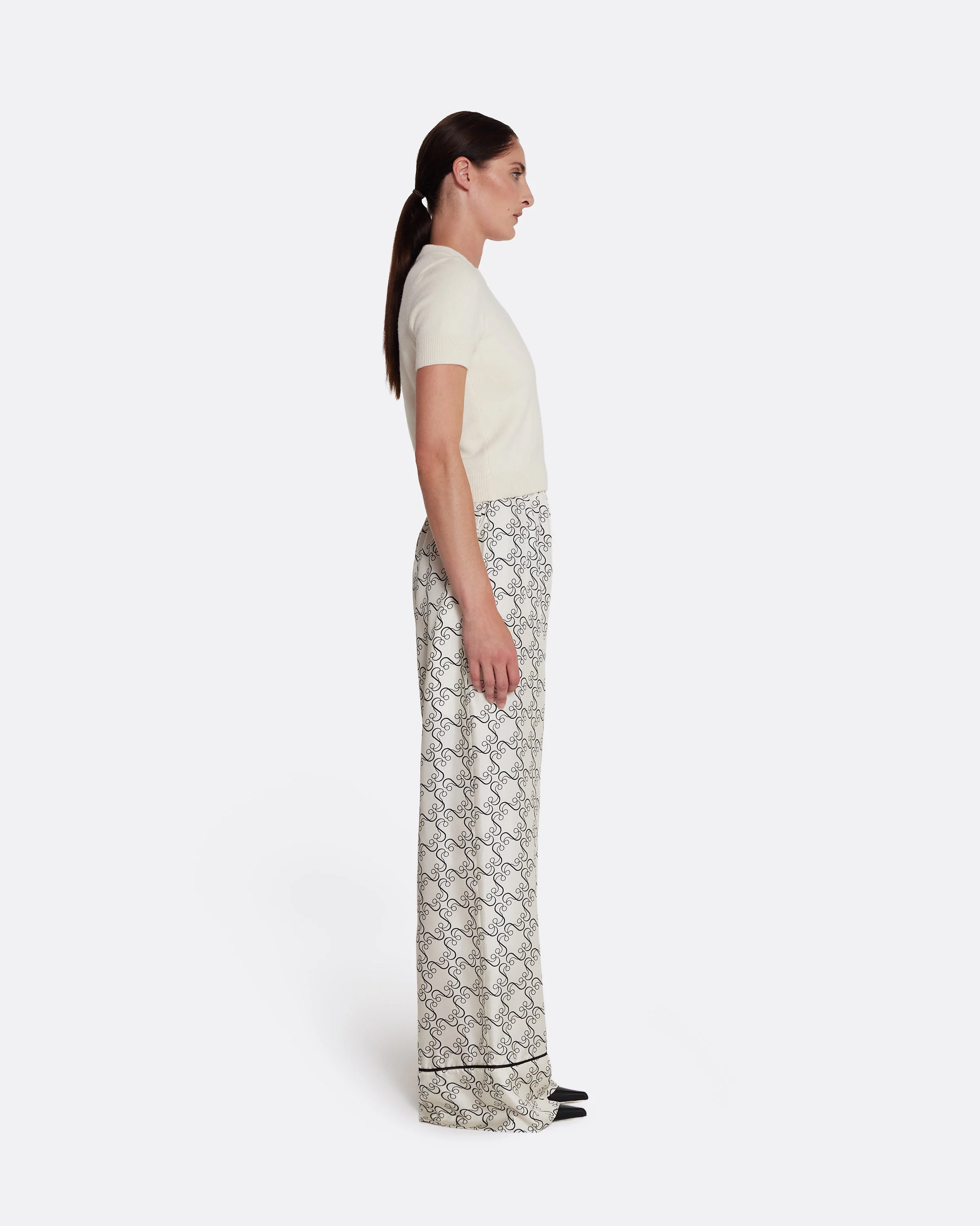 Rossana Trousers in Black on Ecru - Image 4