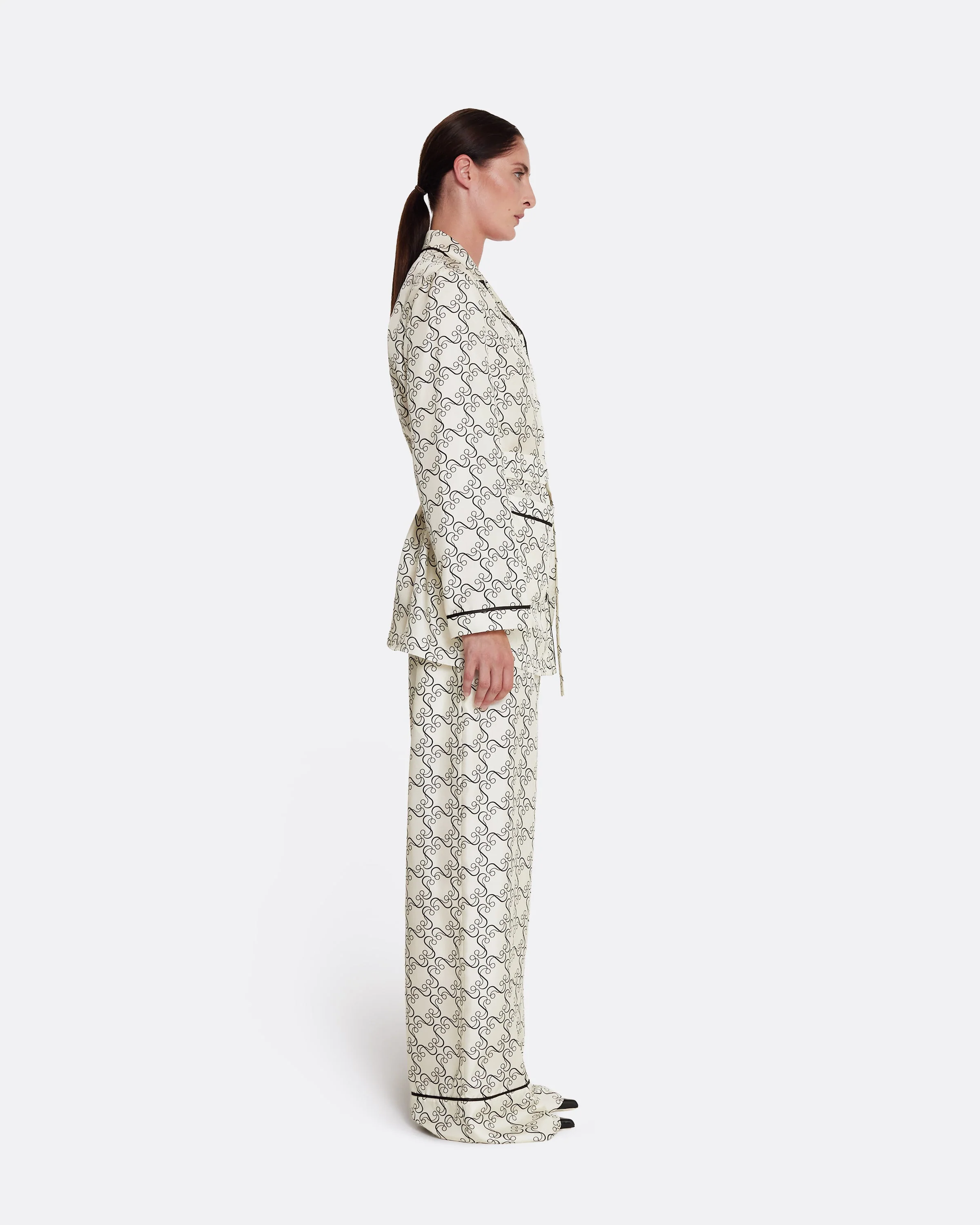 Rossana Trousers in Black on Ecru - Image 7