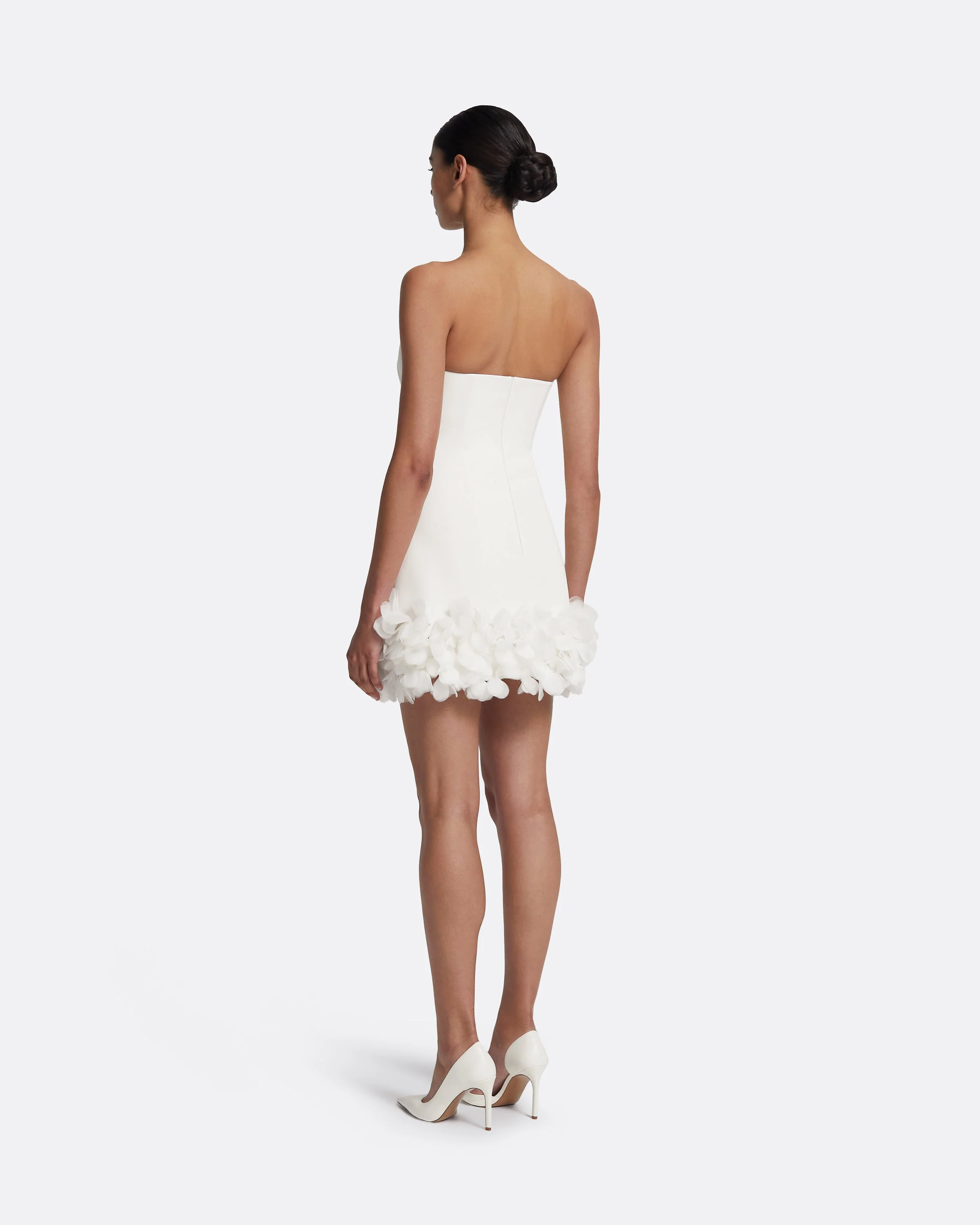 Rowan Short Dress in Ivory with Ivory Appliqué - Image 7