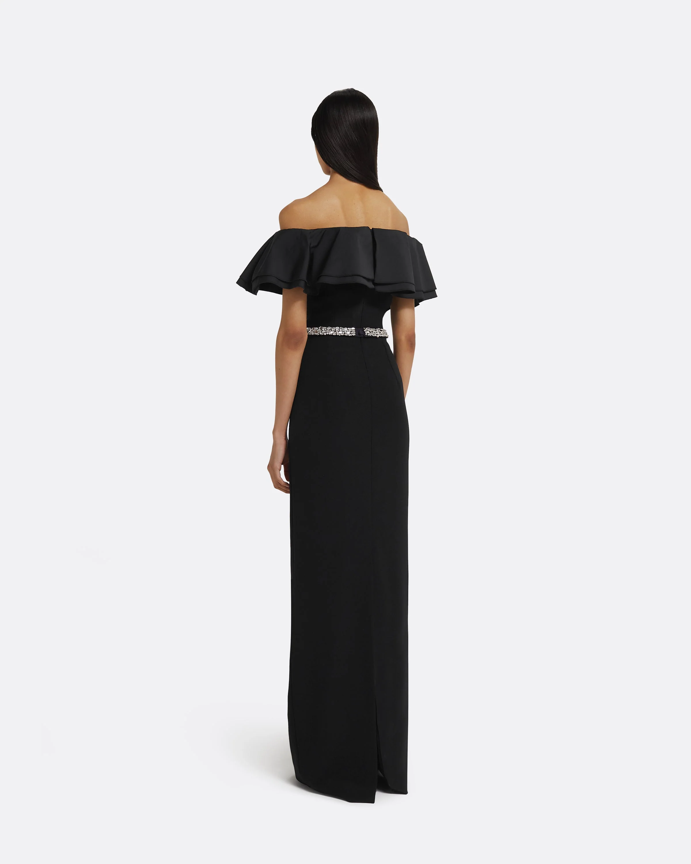 Ryan Long Dress in Black with Crystal - Image 2