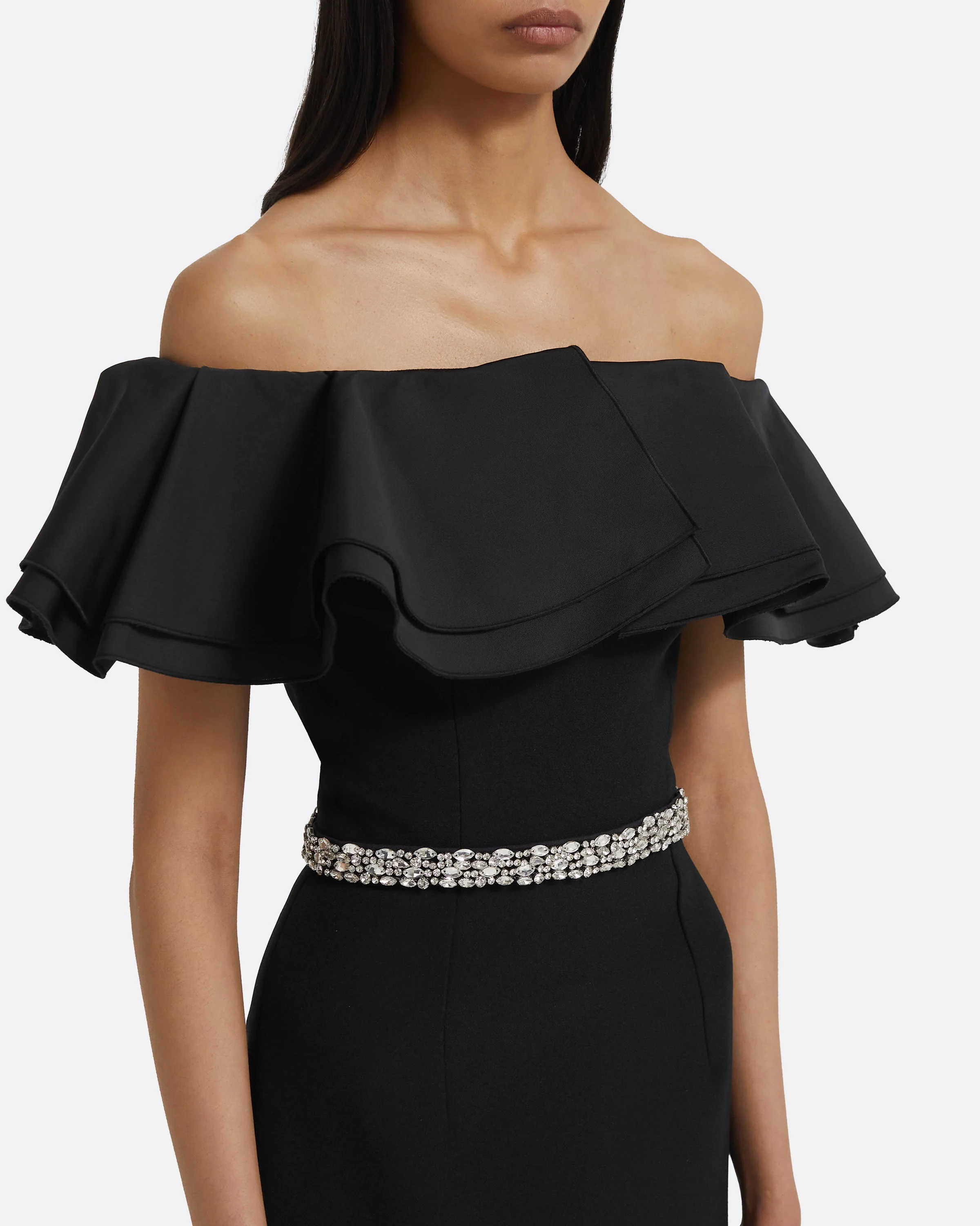 Ryan Long Dress in Black with Crystal - Image 3