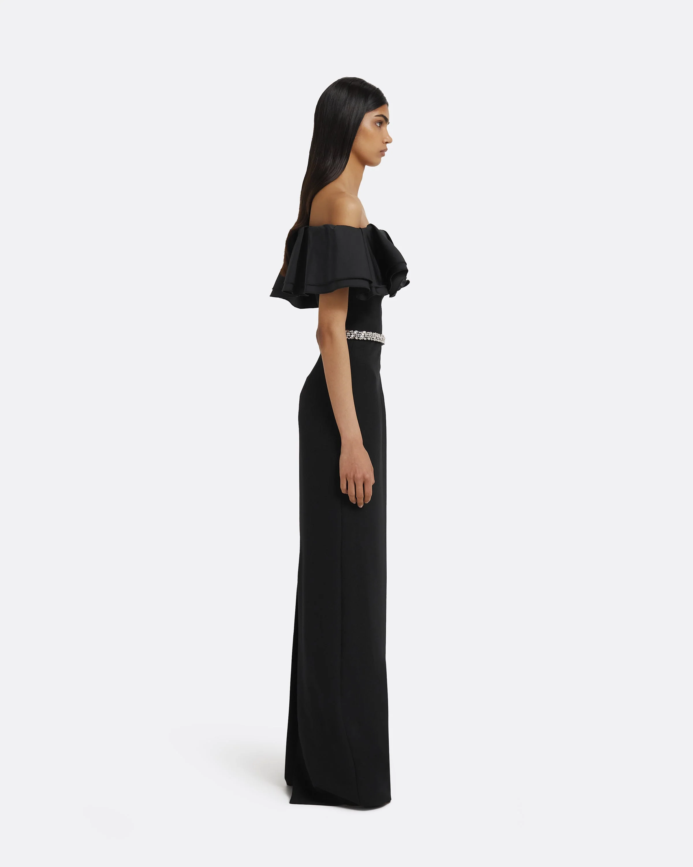 Ryan Long Dress in Black with Crystal - Image 4