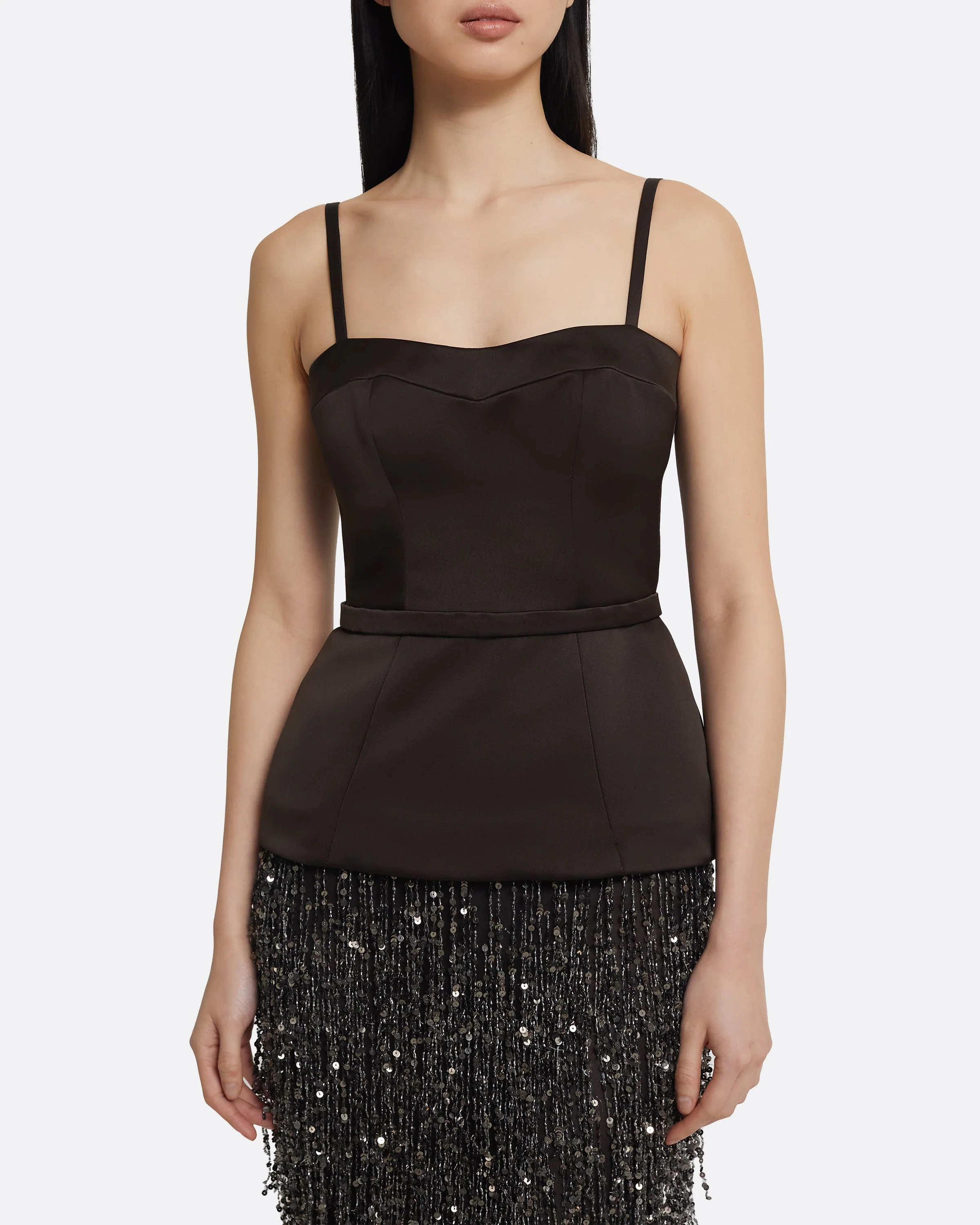 Saori Long Dress in Peat Brown On Black - Image 3