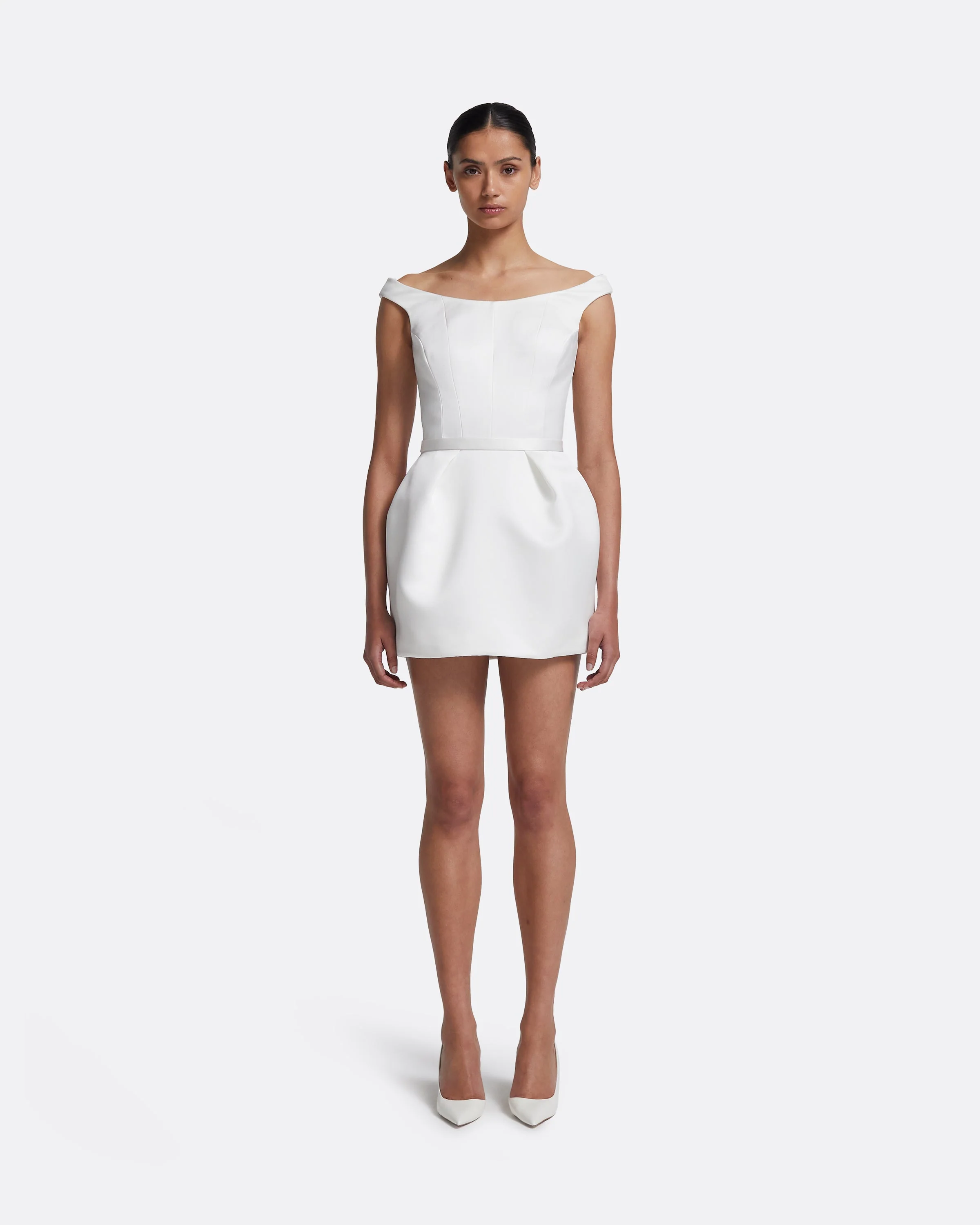 Senka Short Dress in Porcelain - Image 8