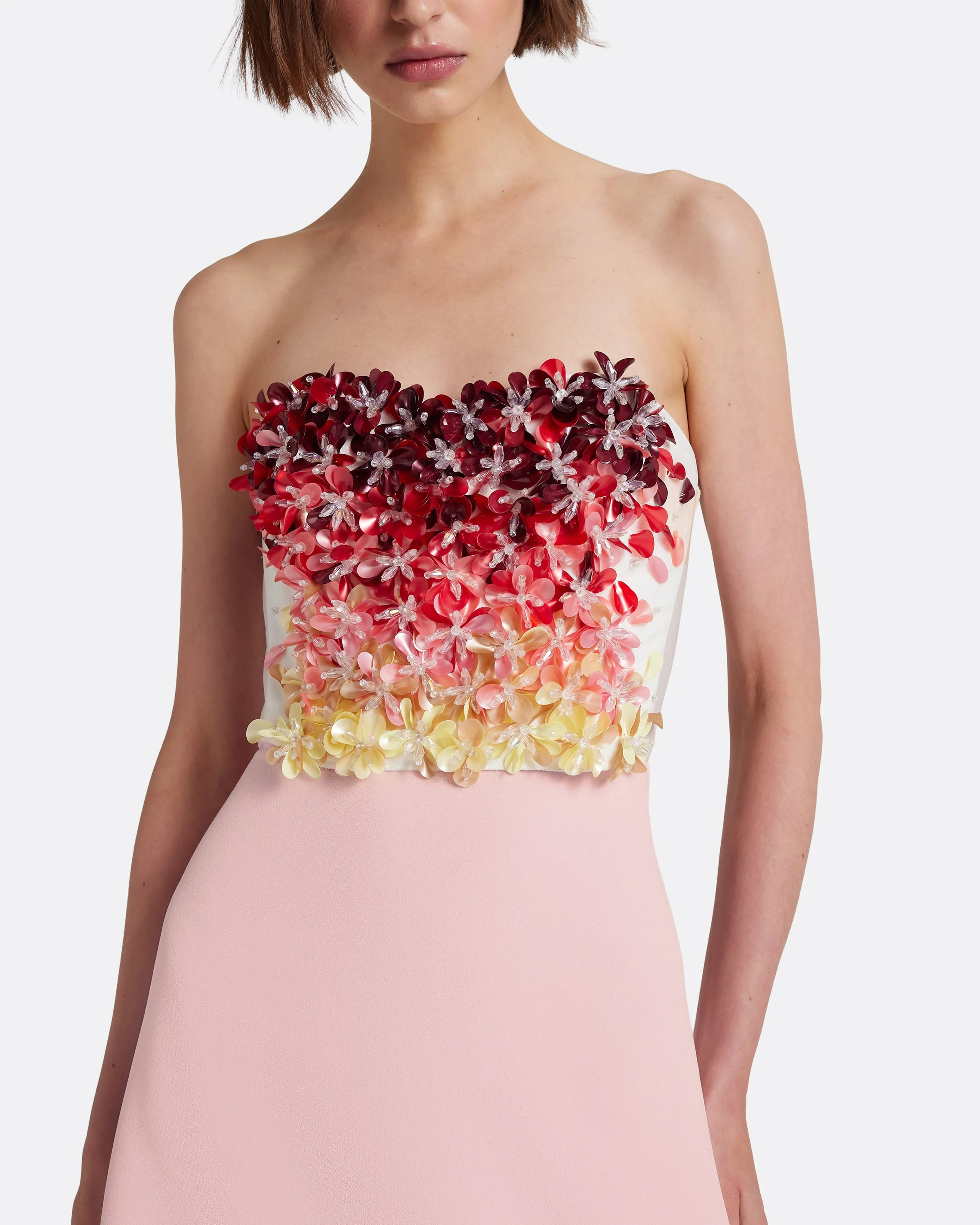 Siena Long Dress in Lychee with Pink Embroidery - Image 3