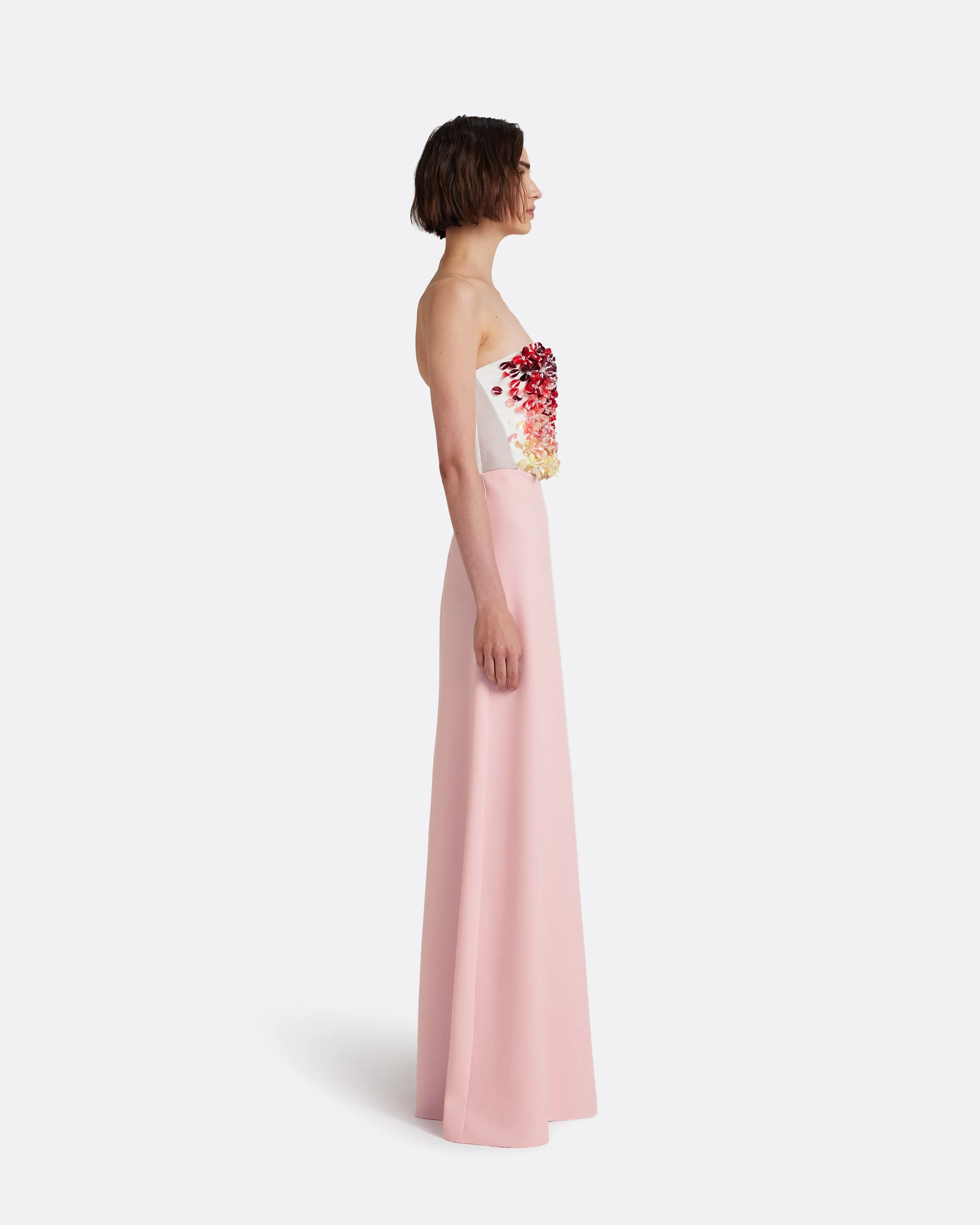 Siena Long Dress in Lychee with Pink Embroidery - Image 4