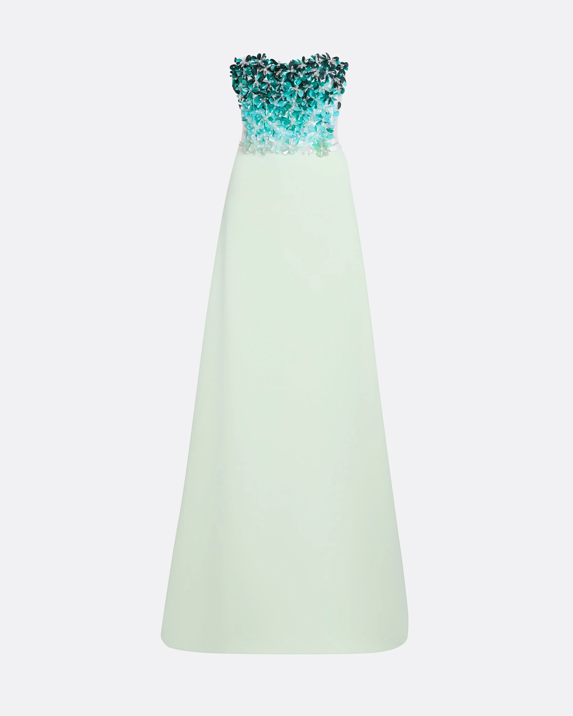 Siena Long Dress in Sea Glass with Blue Embroidery - Image 5