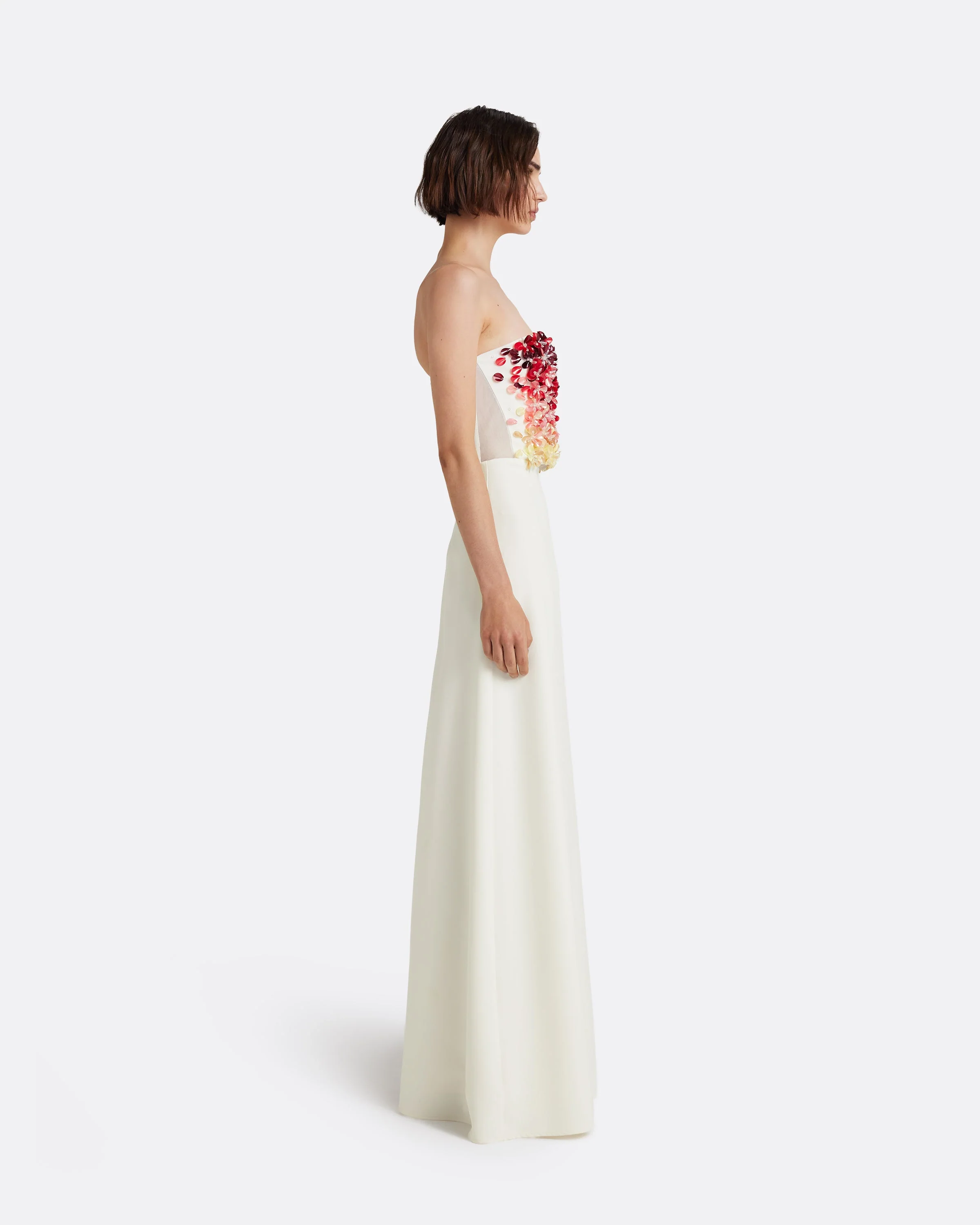 Siena Long Dress in Ivory with Multi-pinks - Image 4