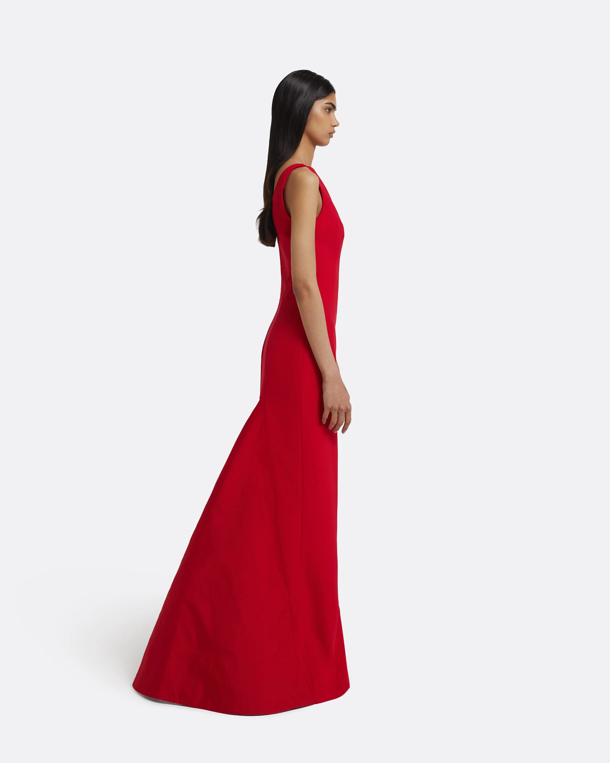 Sloane Long Dress in Lacquer Red on Crimson - Image 4