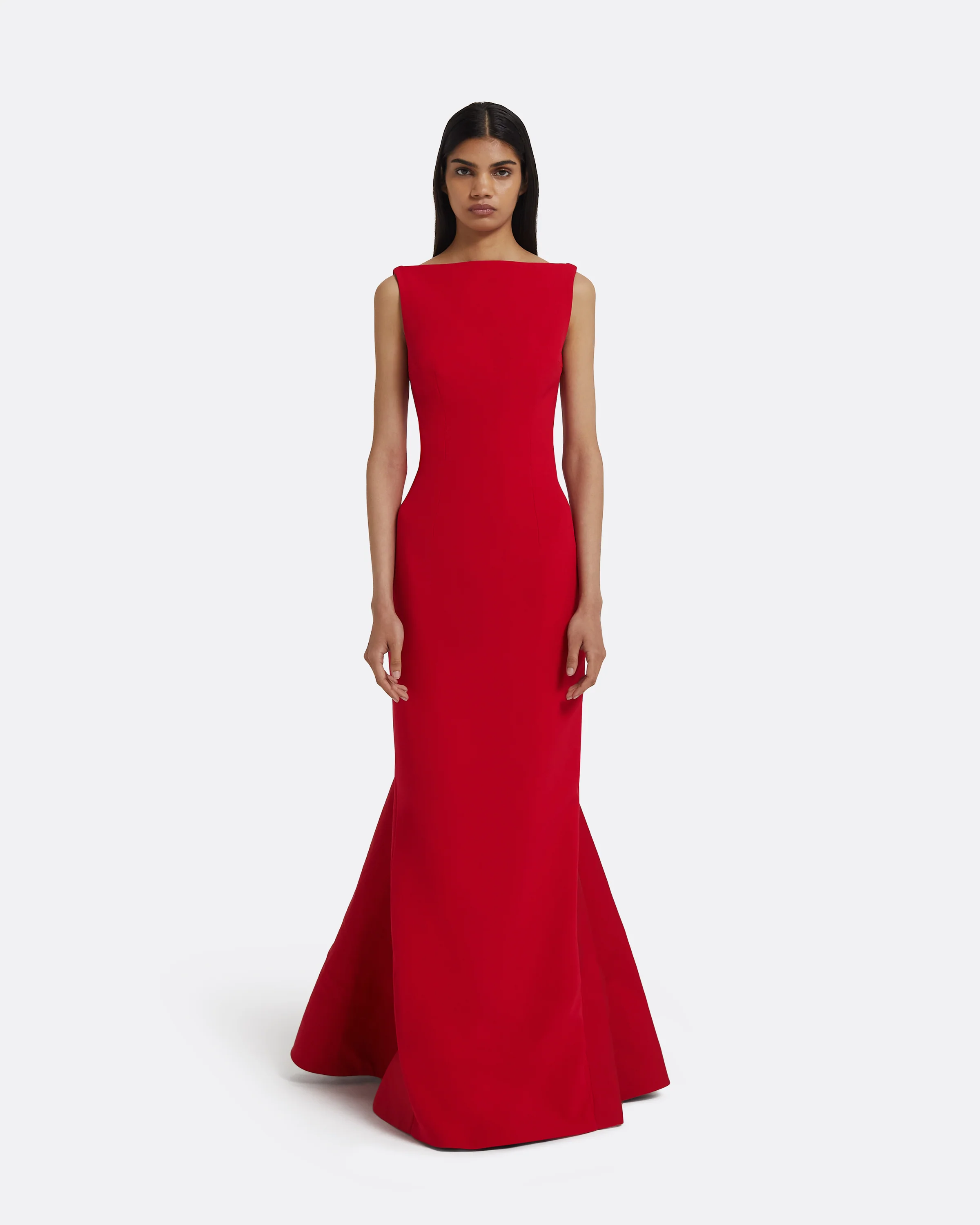 Sloane Long Dress in Lacquer Red on Crimson - Image 6