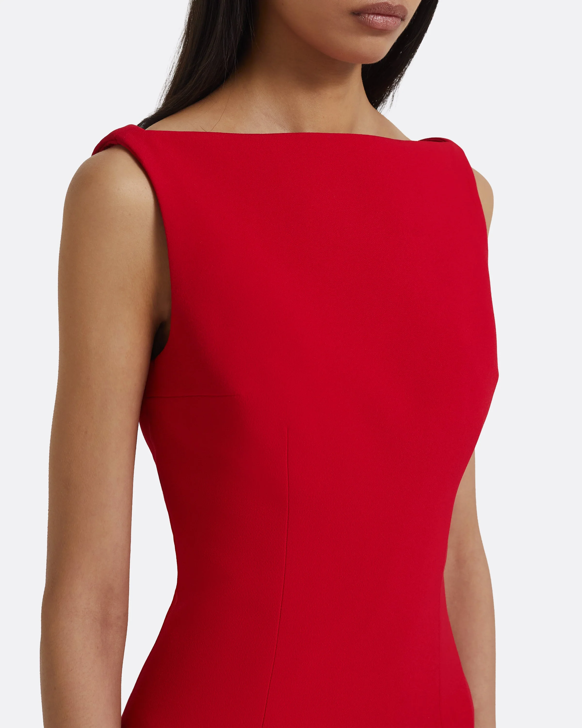 Sloane Long Dress in Lacquer Red on Crimson - Image 8