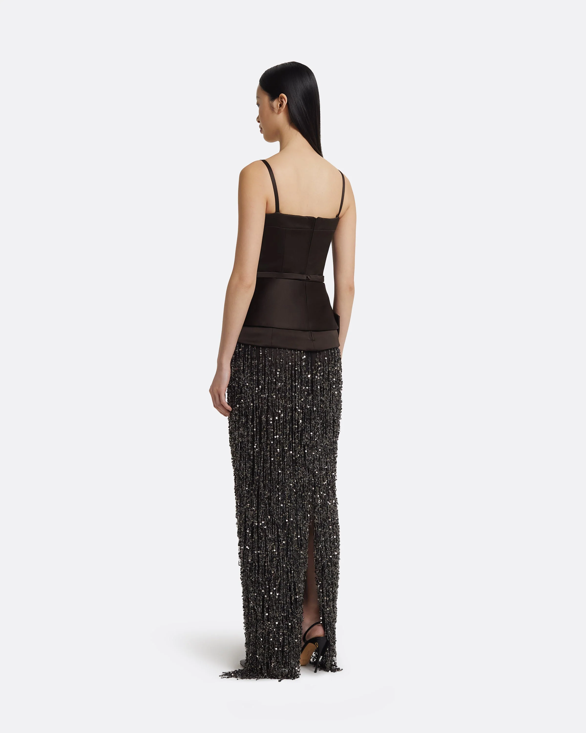 Sorai Long Dress in Peat Brown on Black - Image 2