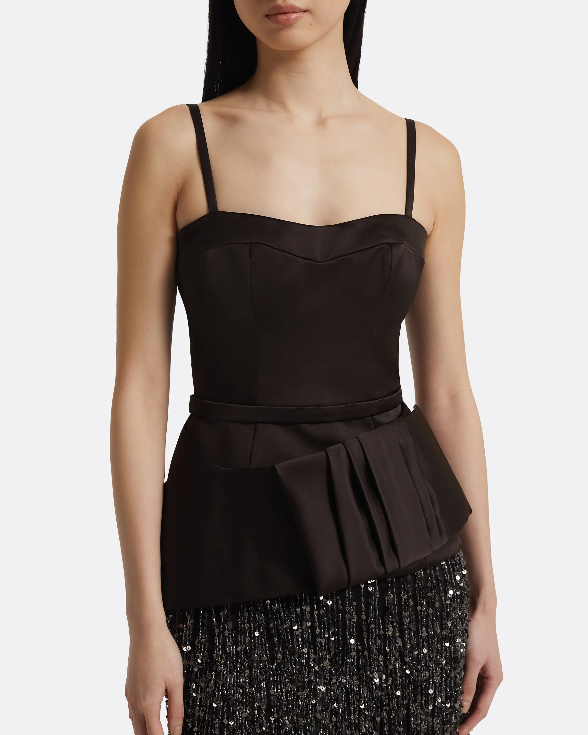 Sorai Long Dress in Peat Brown on Black - Image 3