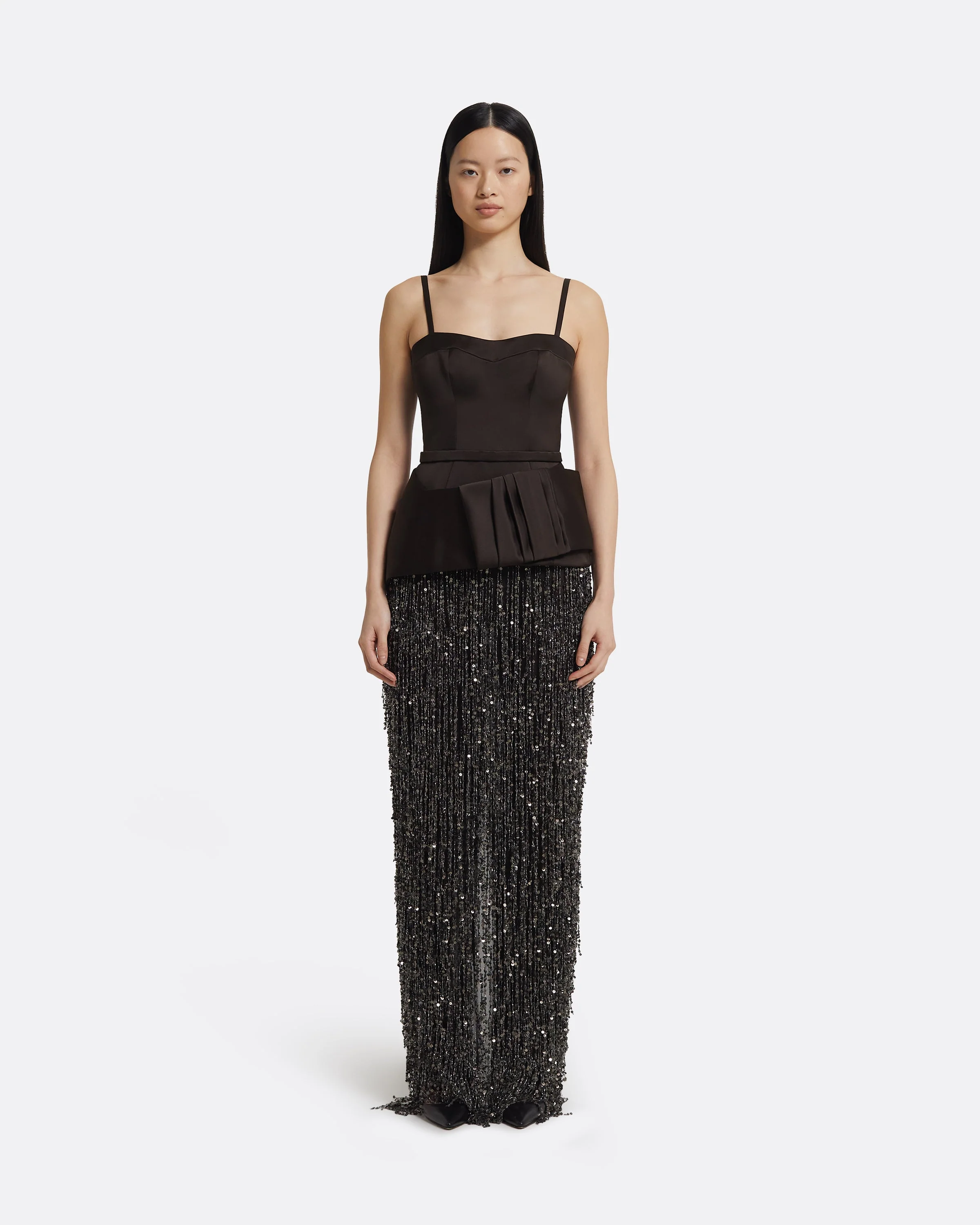 Sorai Long Dress in Peat Brown on Black - Image 6