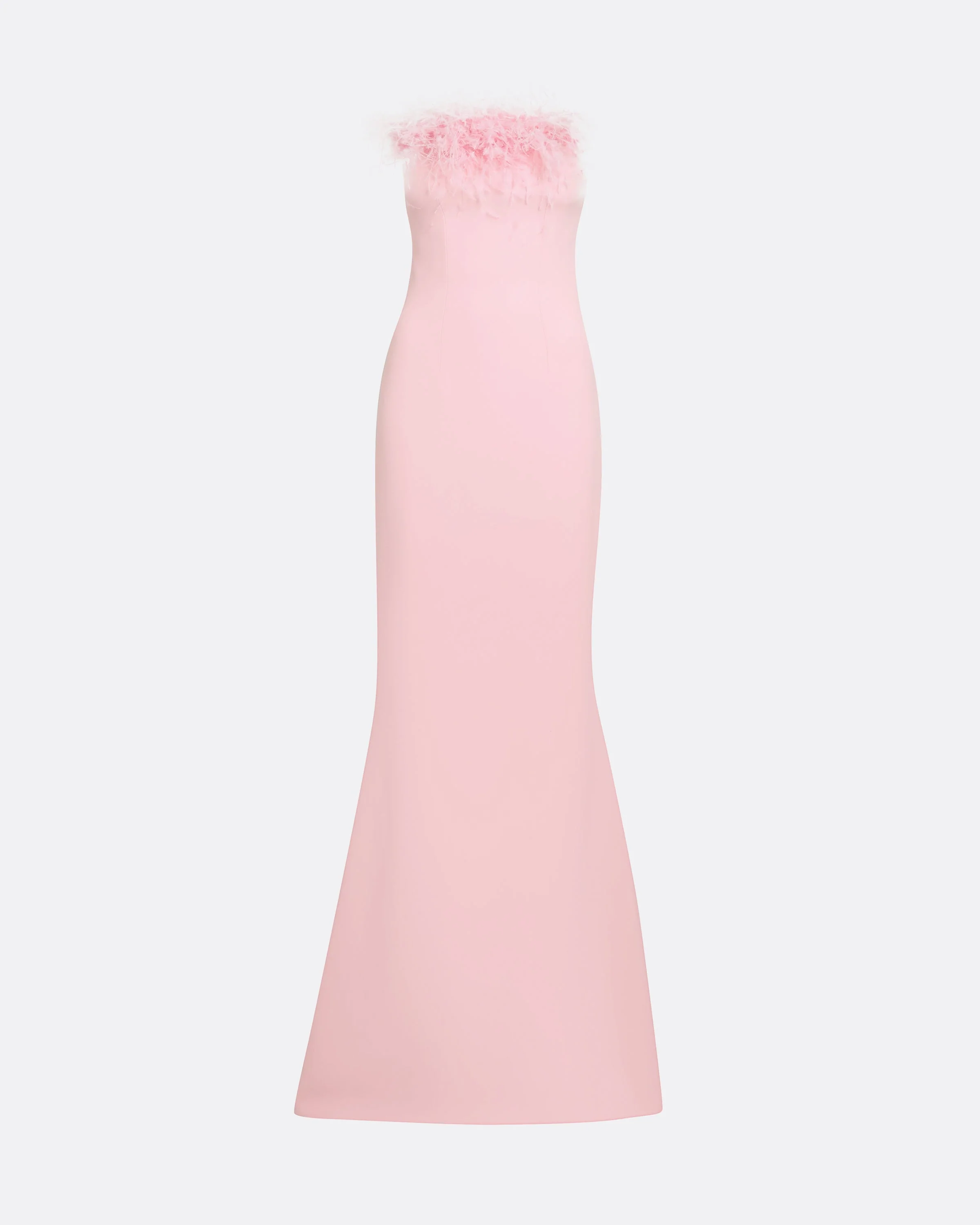 Soshin Long Dress in Lychee with Feathers - Image 5