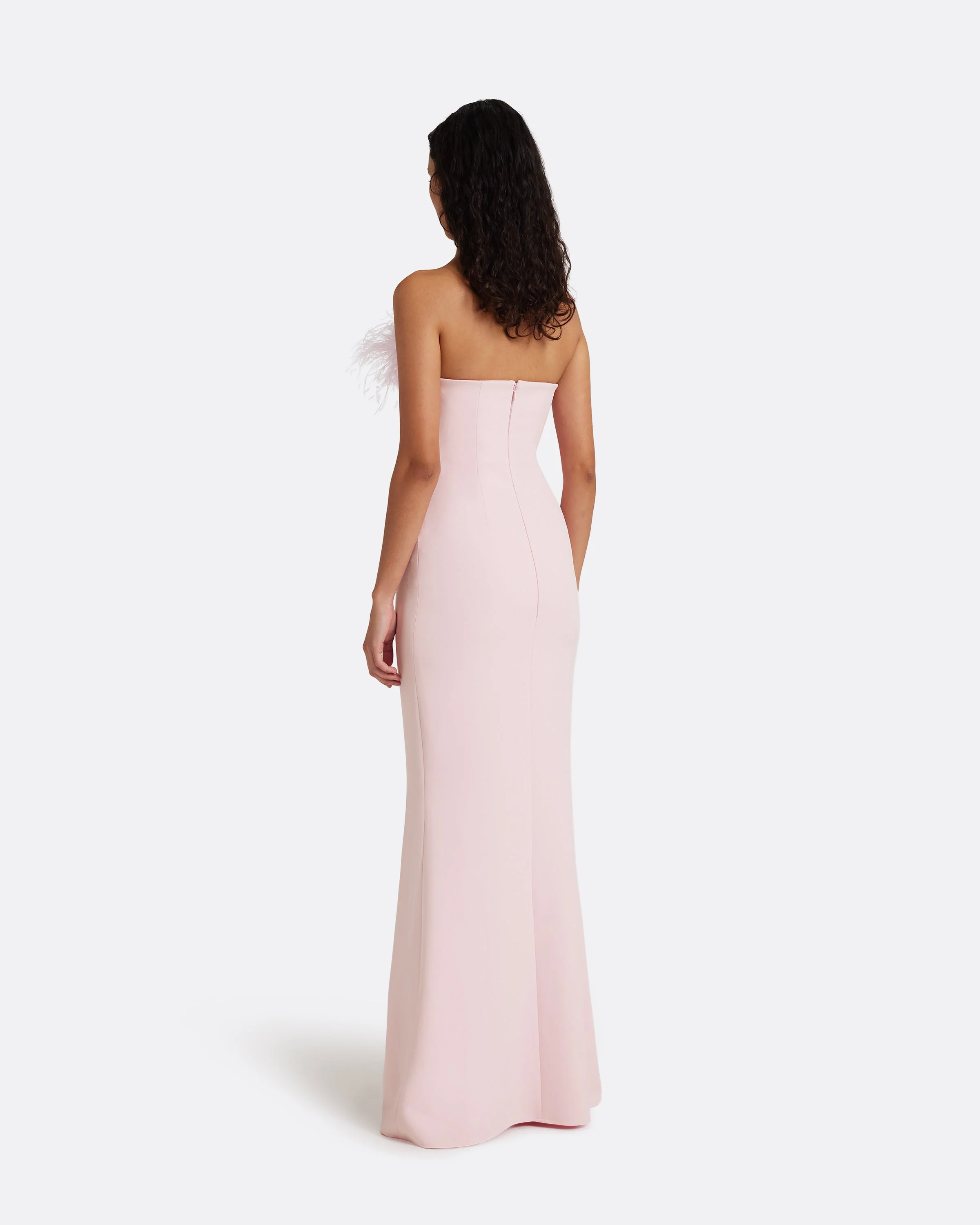 Soshin Long Dress in Lychee with Feathers - Image 7