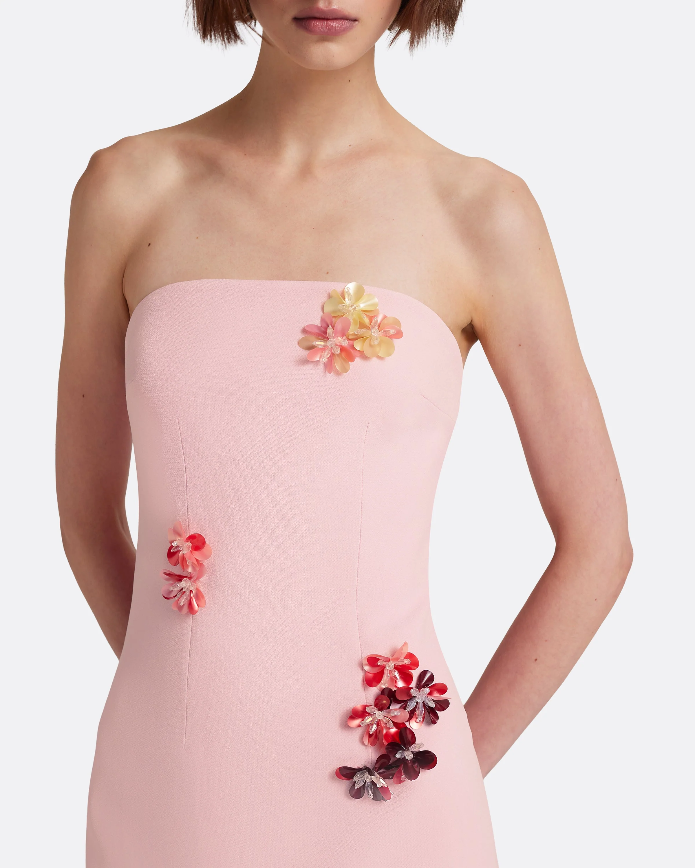 Soshin Long Dress in Lychee with Embroidery - Image 3