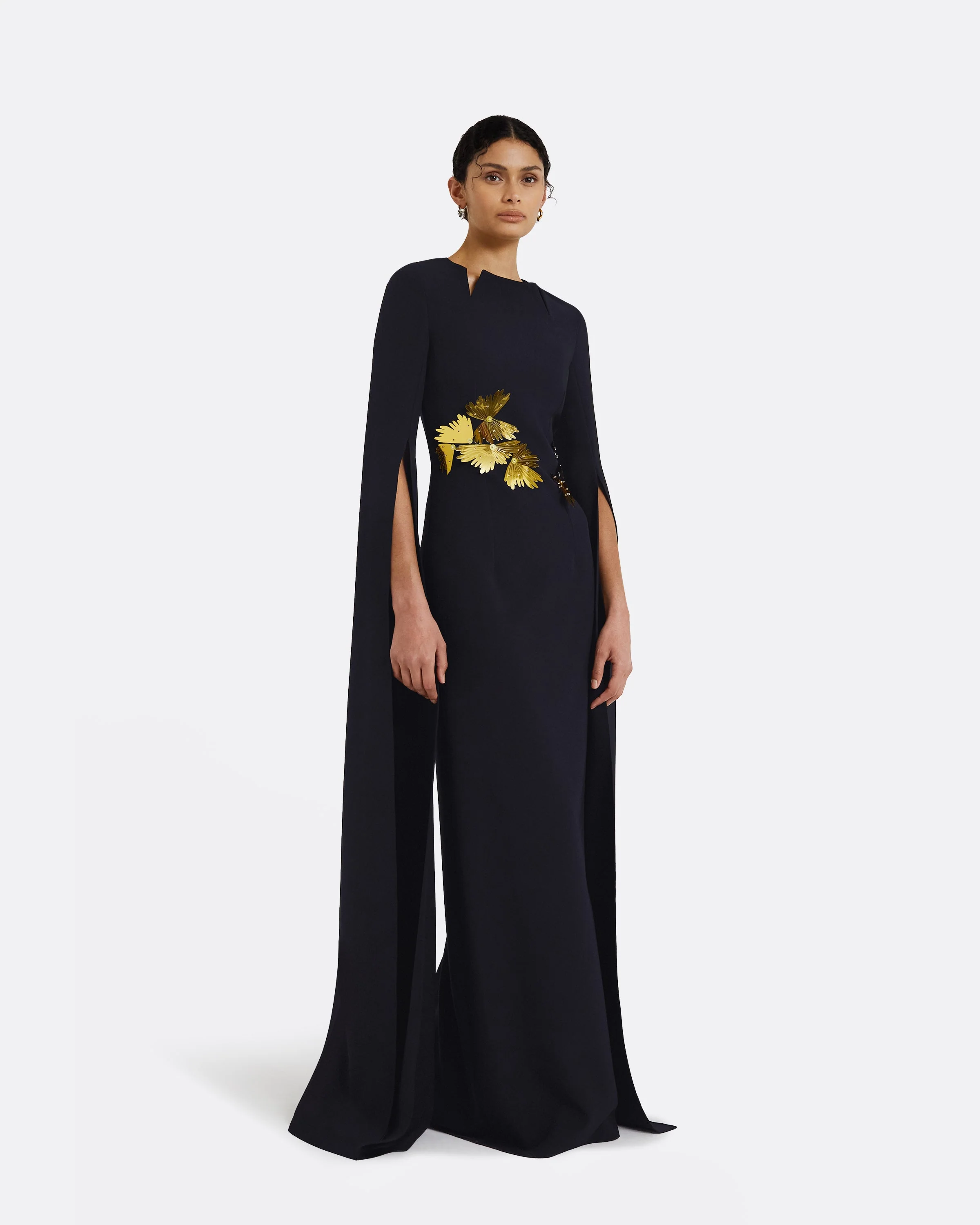 Talin Embroidered Midnight Navy Long Dress - Image 4