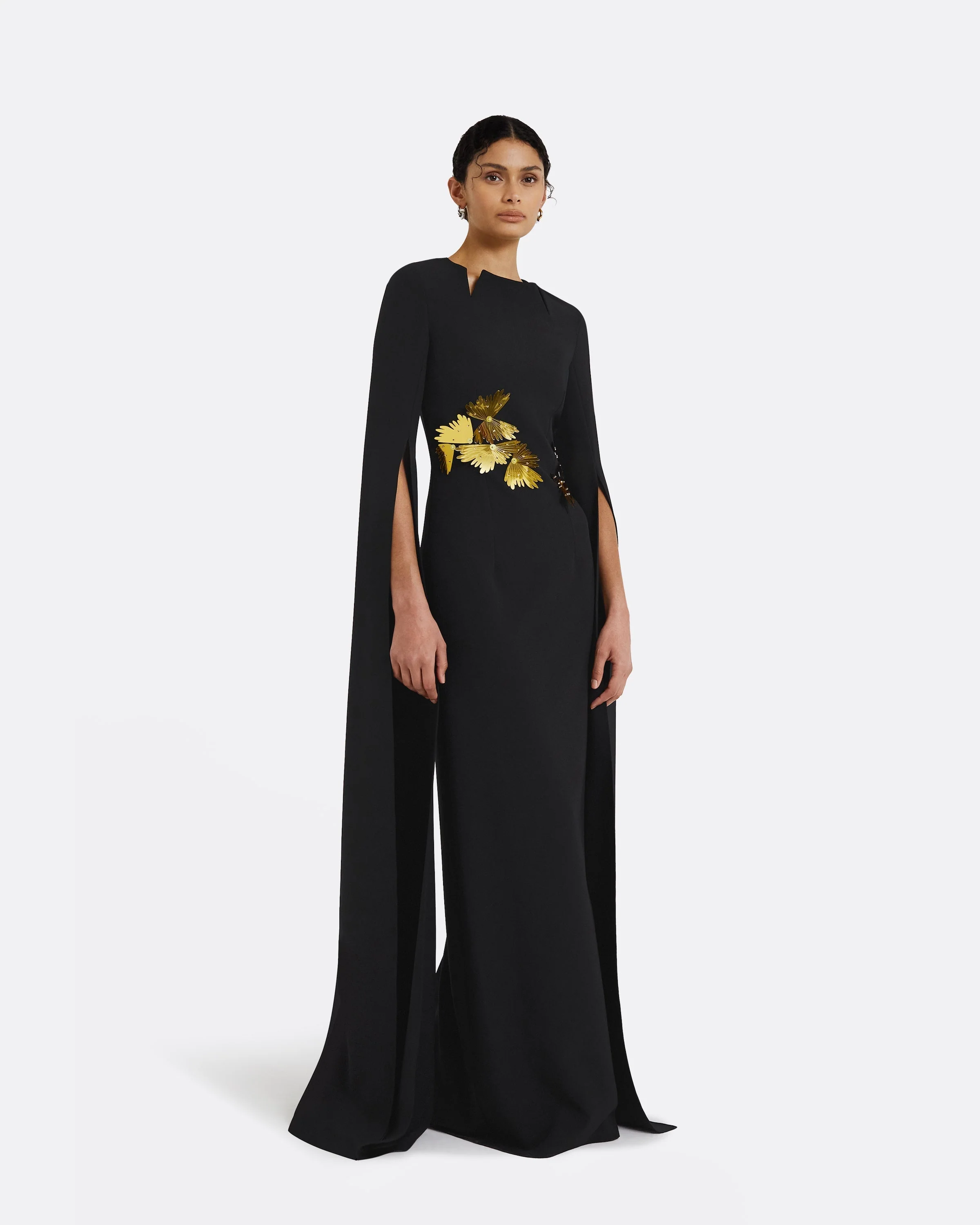 Talin Embroidered Black Long Dress - Image 9