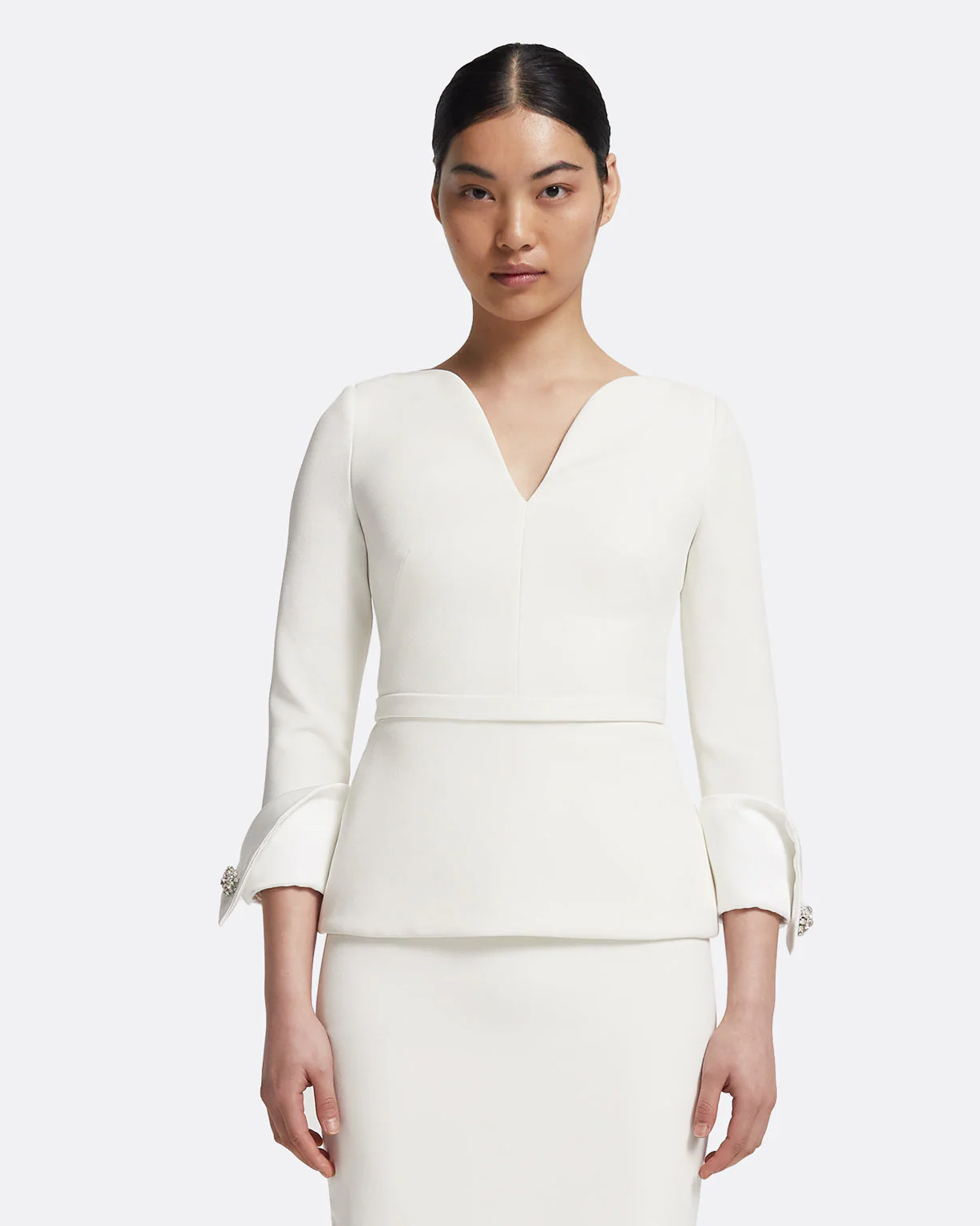 Tinetta Top in Porcelain on Ivory with Crystal Embellishment - Image 10