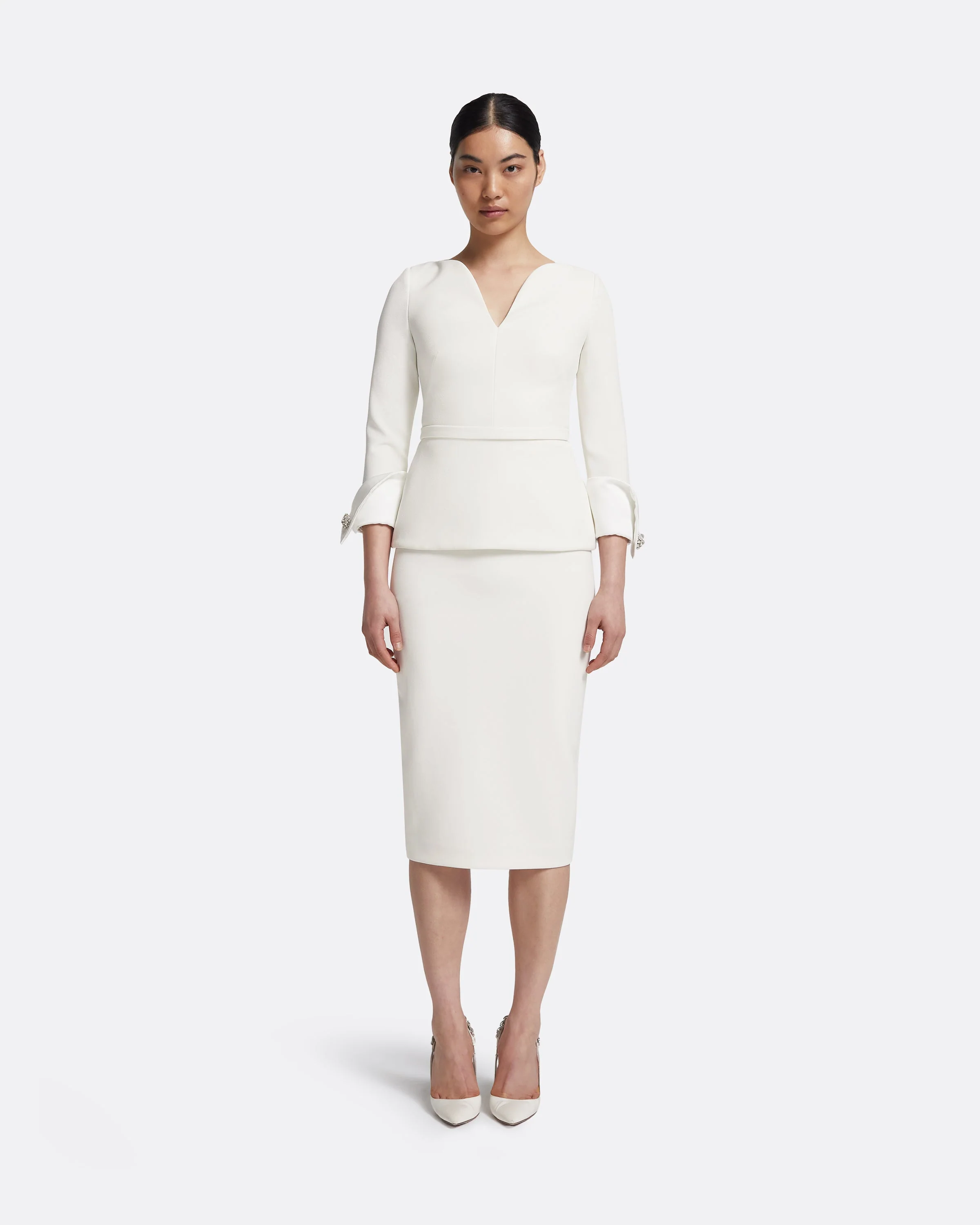 Tinetta Top in Porcelain on Ivory with Crystal Embellishment - Image 13